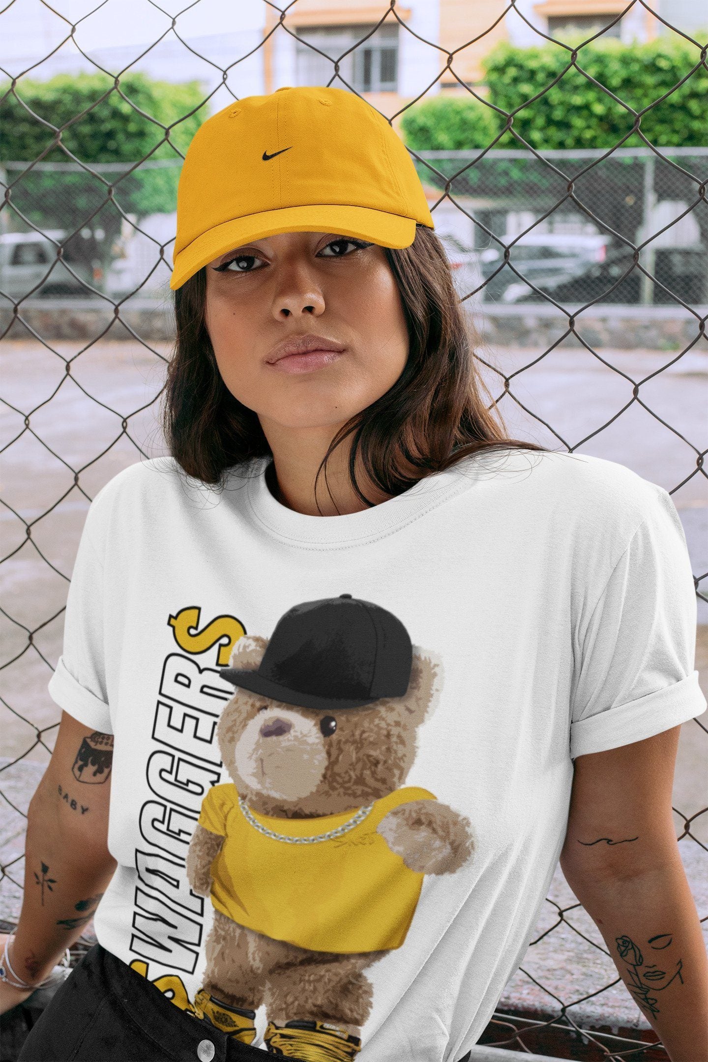 Bear Swaggers Unisex Tops - Air Jordan 1 Pollen