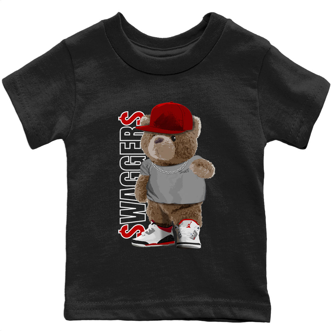 Bear Swaggers Kids Tops - Air Jordan 3 Fire Red