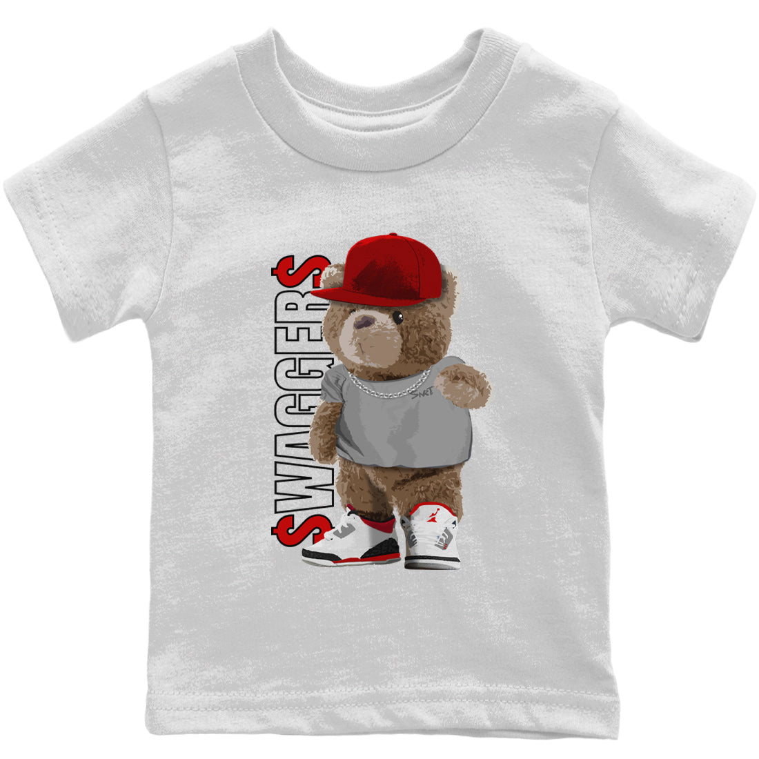 Bear Swaggers Kids Tops - Air Jordan 3 Fire Red