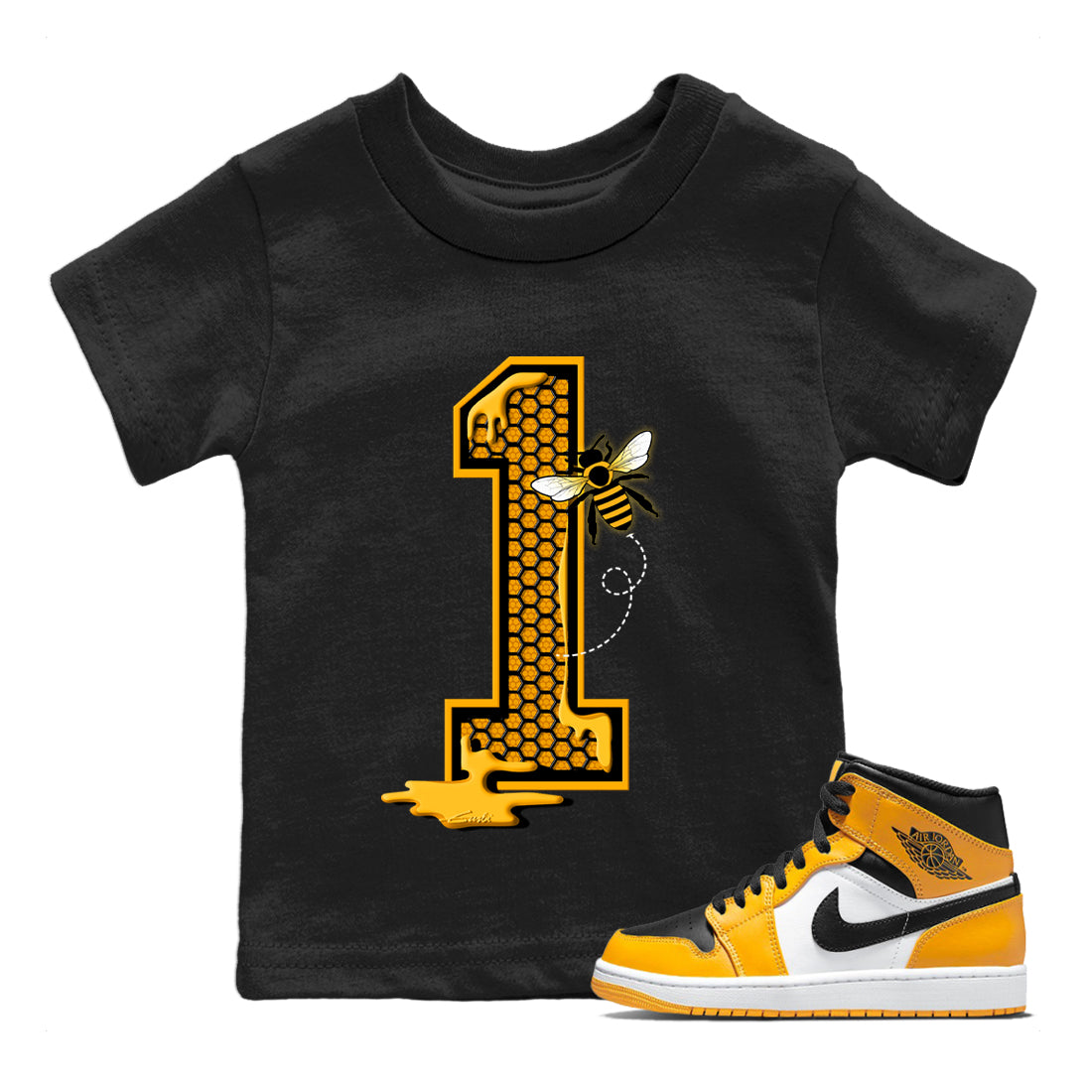 Bees Number 1 Kids Tops - Air Jordan 1 Taxi