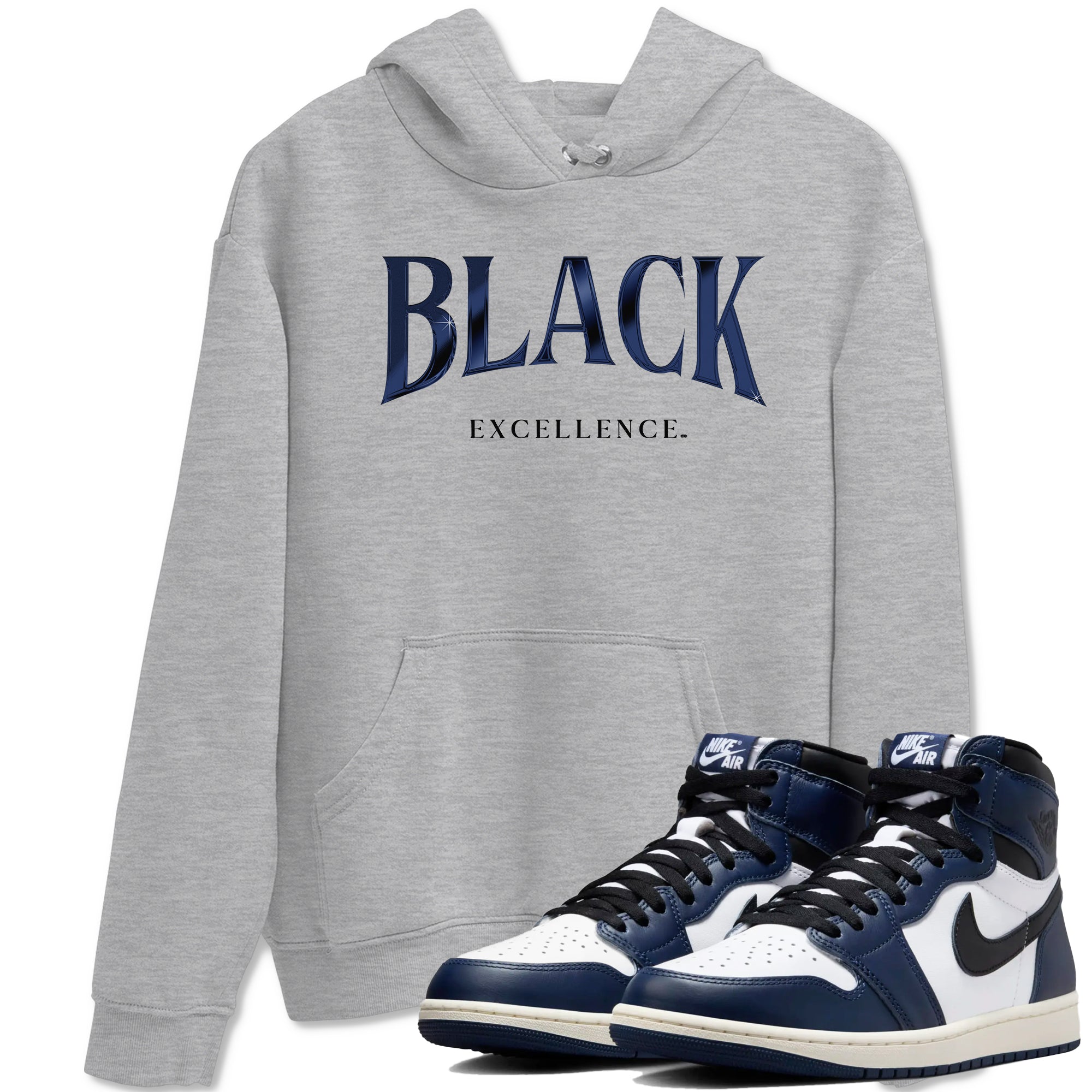 Black Excellence snkmatch Tees - Air Jordan 1 Midnight Navy