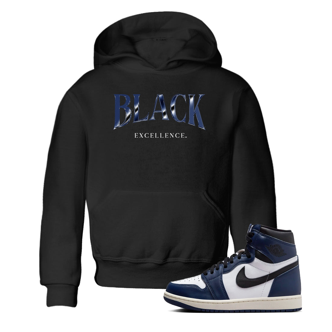 Black Excellence snkmatch Tees Kids - Air Jordan 1 Midnight Navy