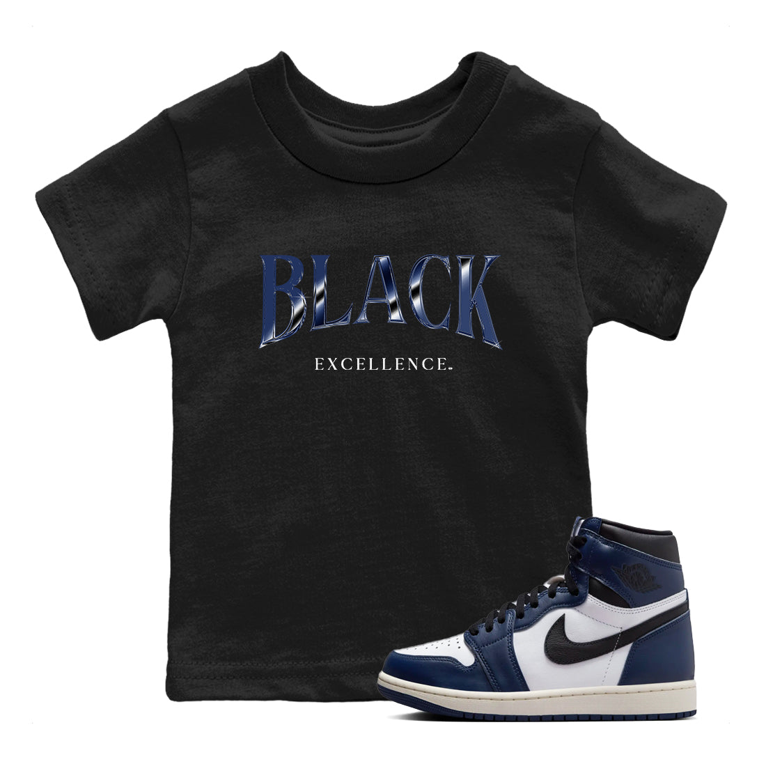 Black Excellence SNRT Sneaker Tees Kids - Air Jordan 1 Midnight Navy