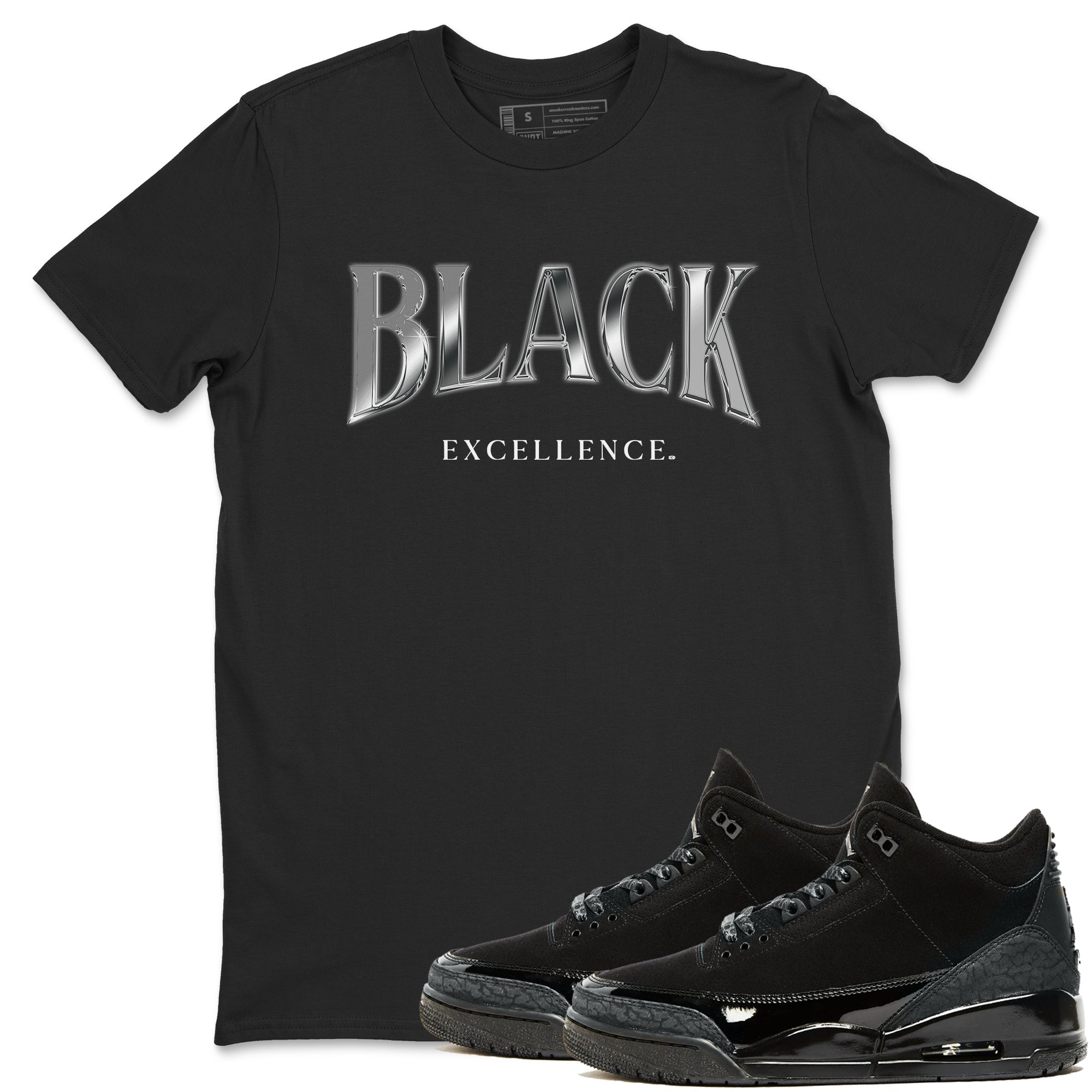 Black Excellence SNRT Sneaker Tees - Air Jordan 3 Black Cat