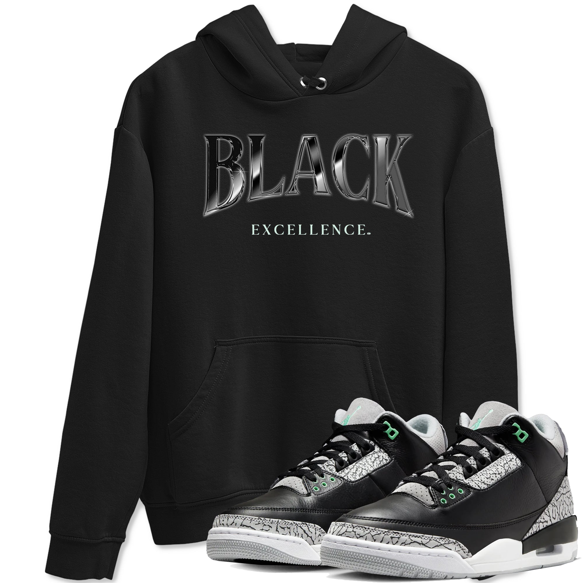 Black Excellence snkmatch Tees - Air Jordan 3 Green Glow