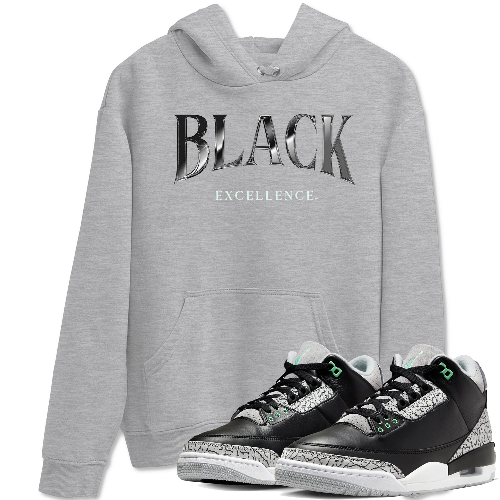 Black Excellence snkmatch Tees - Air Jordan 3 Green Glow