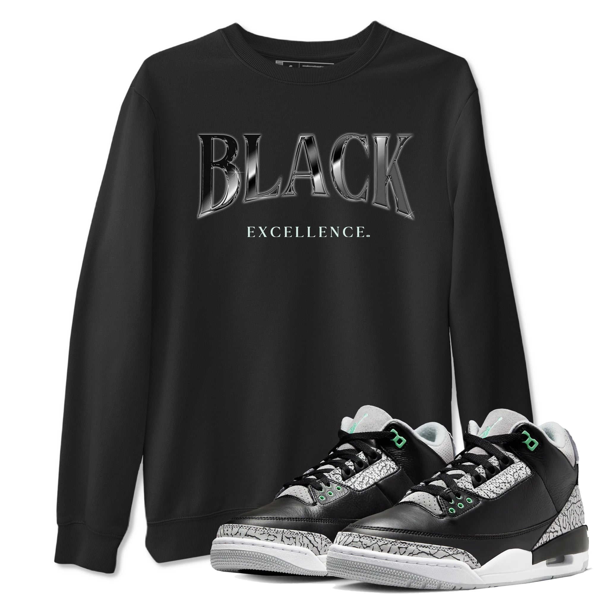 Black Excellence snkmatch Tees - Air Jordan 3 Green Glow
