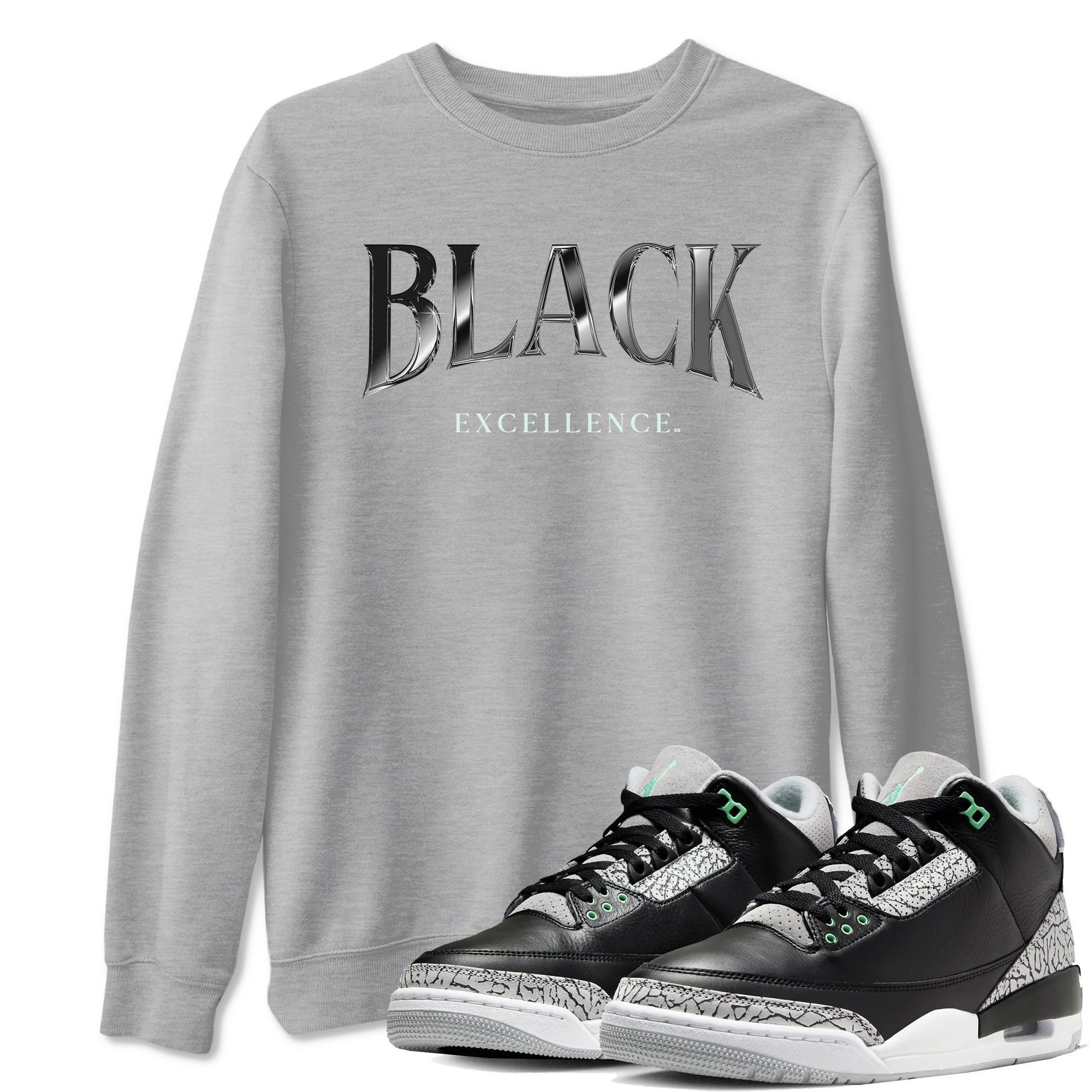 Black Excellence snkmatch Tees - Air Jordan 3 Green Glow
