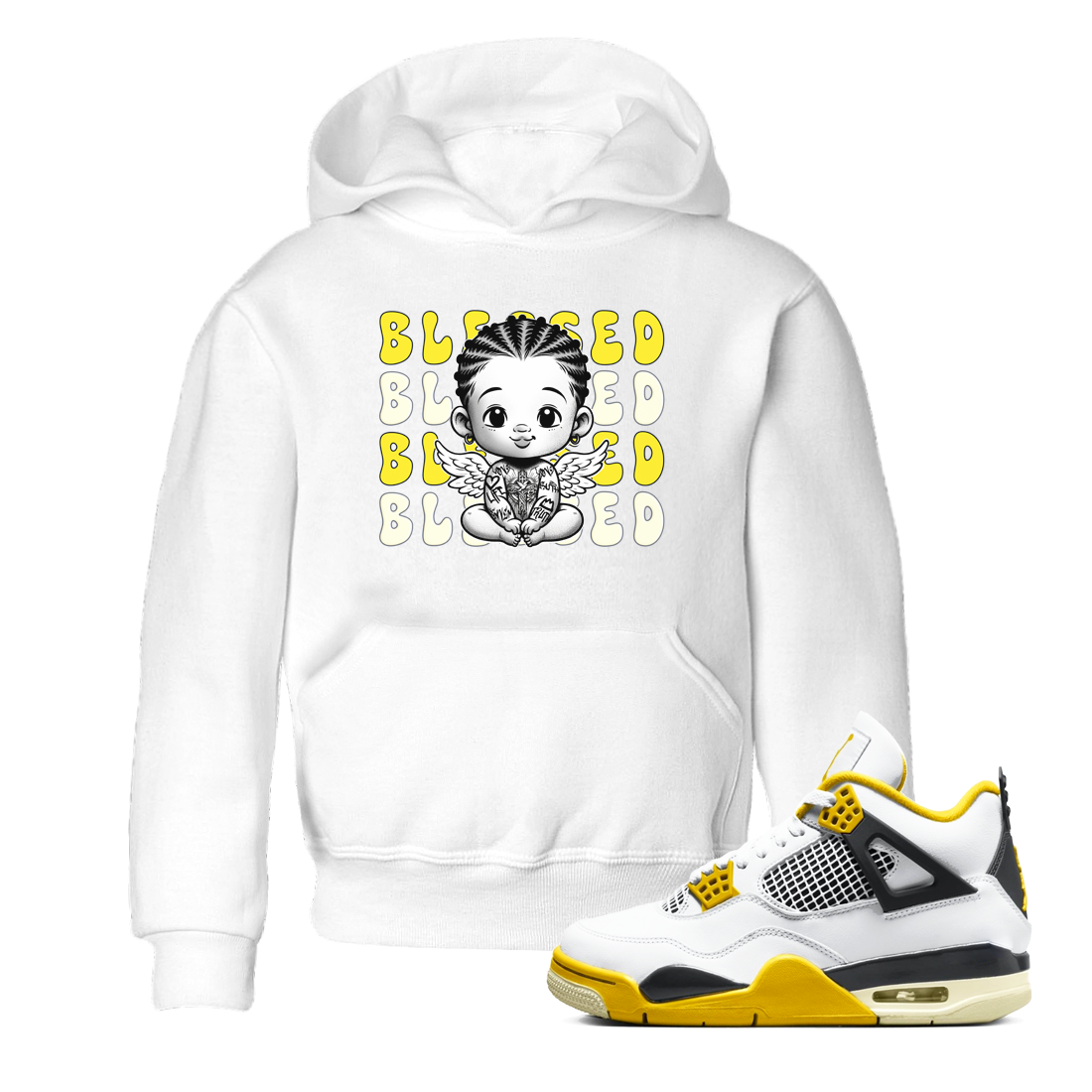 Blessed snkmatch Tees Kids - Air Jordan 4 Vivid Sulfur