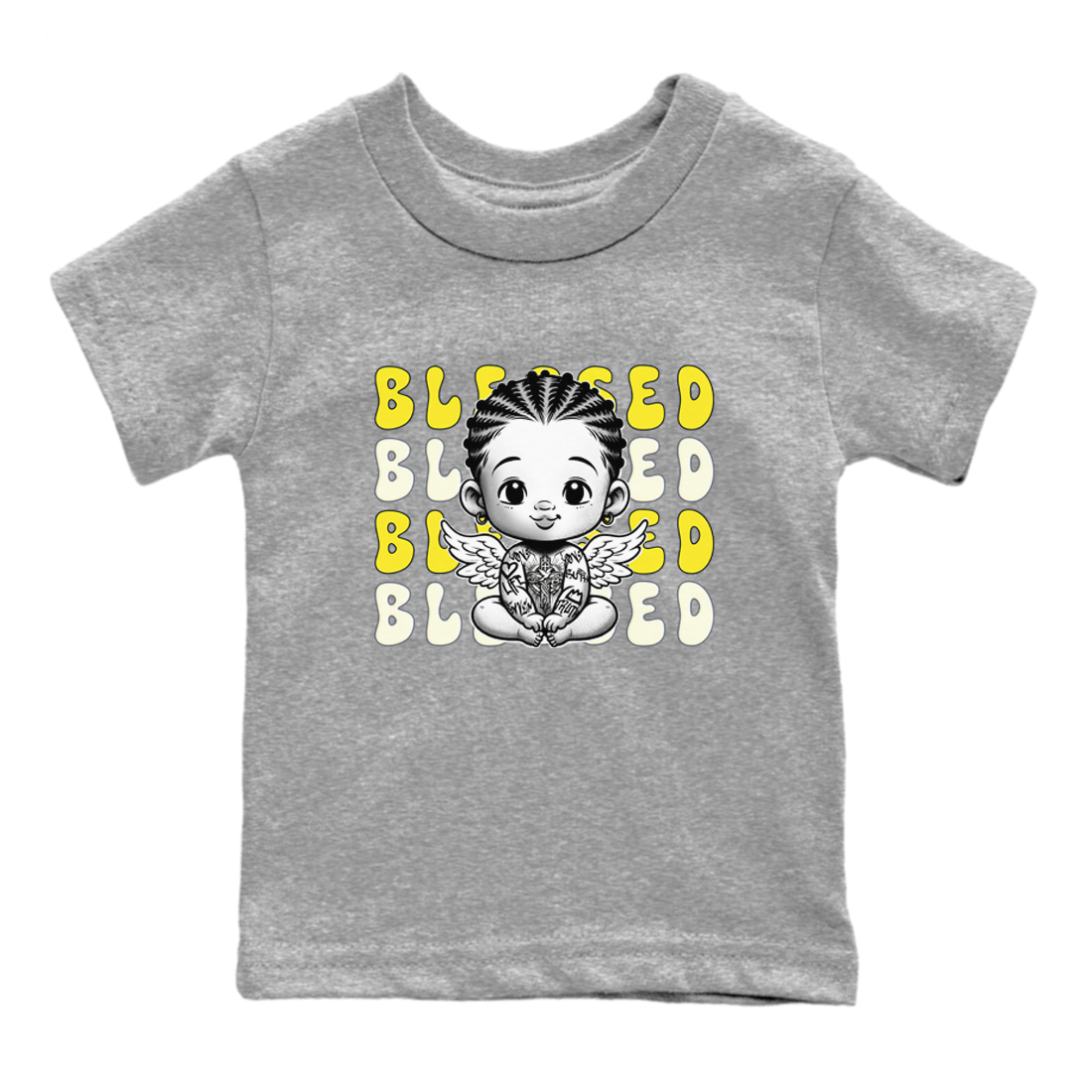 Blessed snkmatch Tees Kids - Air Jordan 4 Vivid Sulfur