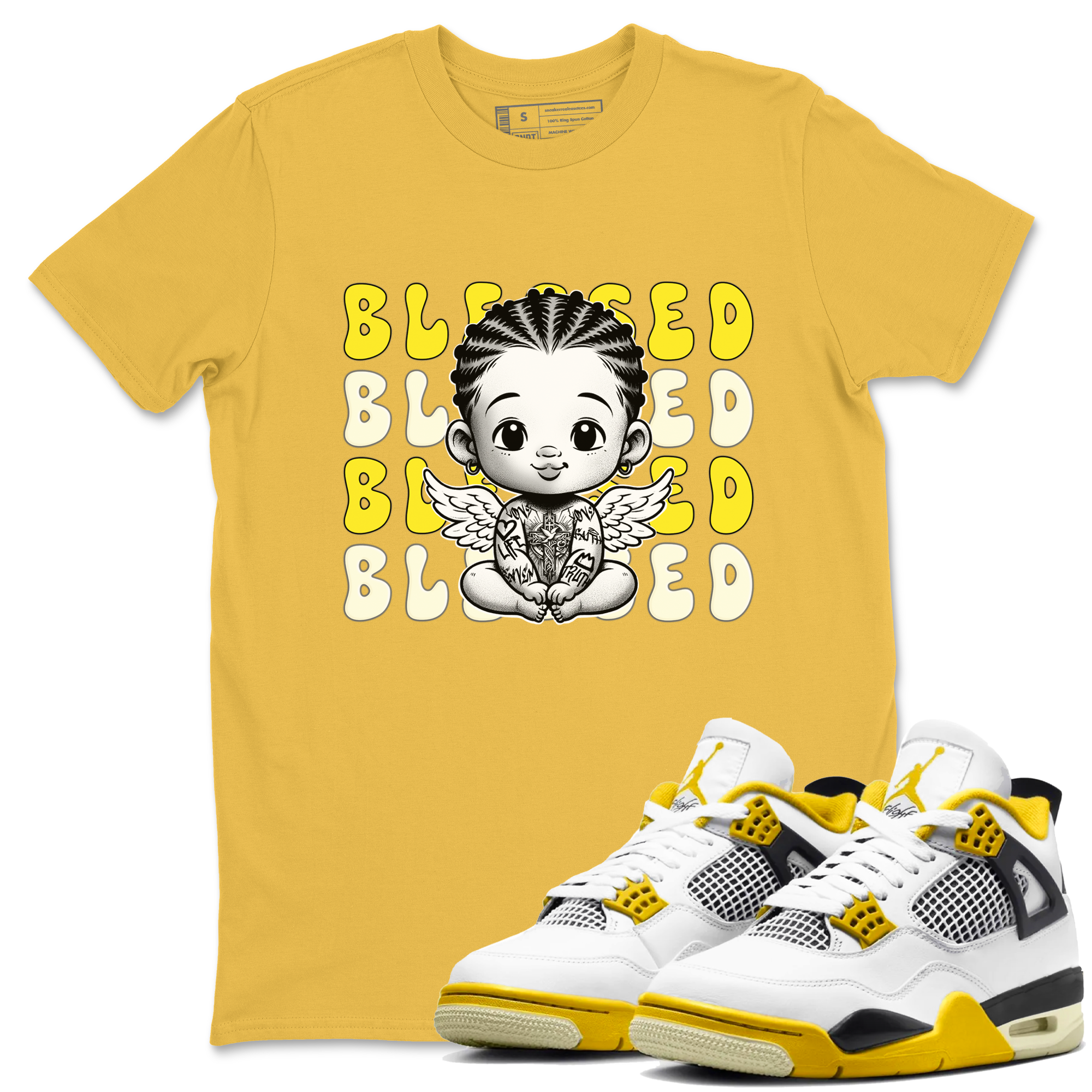 Blessed snkmatch Tees - Air Jordan 4 Vivid Sulfur