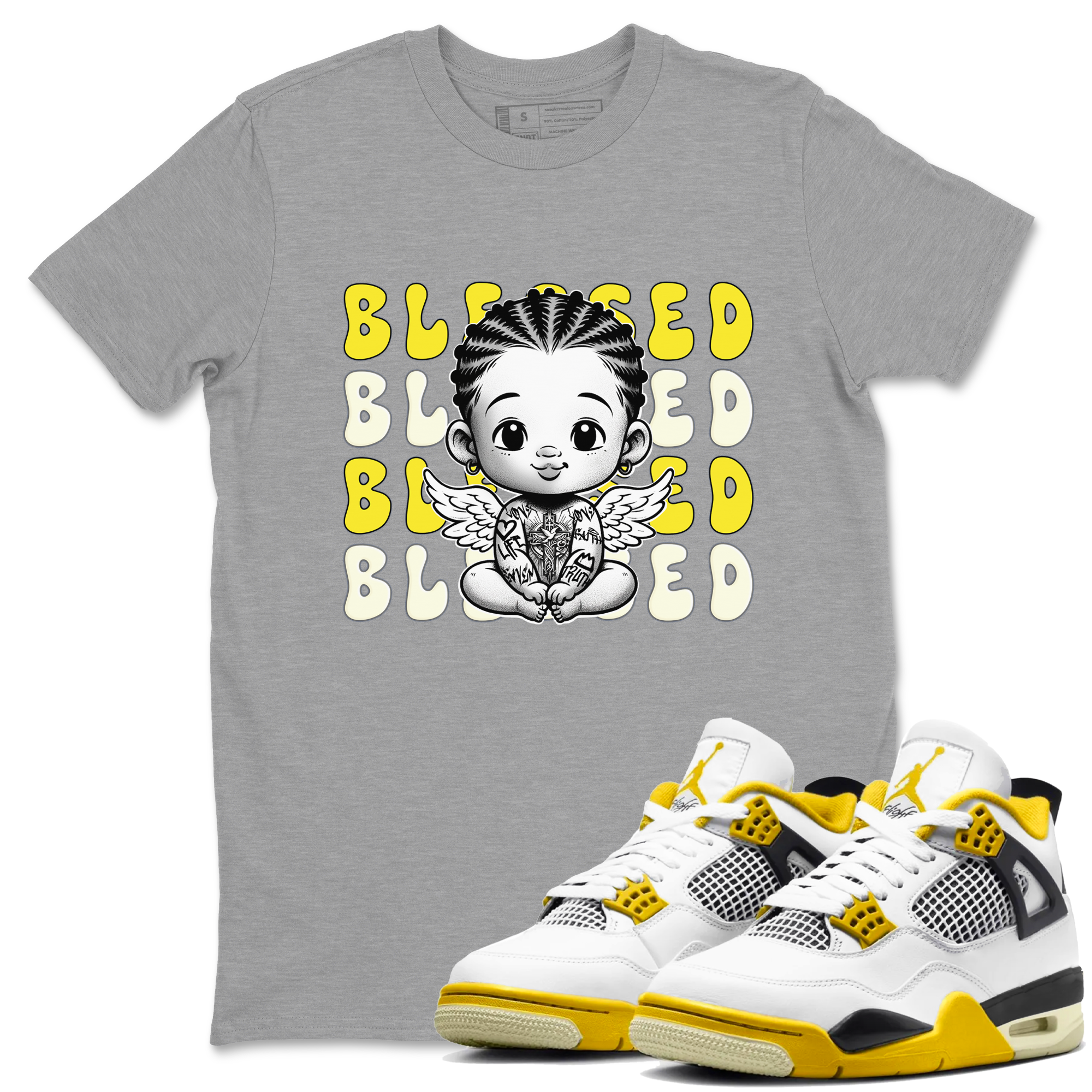 Blessed snkmatch Tees - Air Jordan 4 Vivid Sulfur
