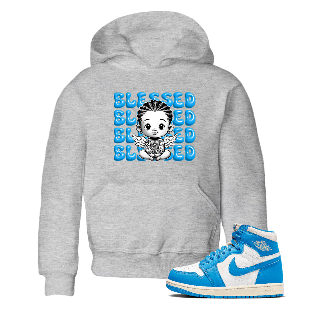 Blessed Baby snkmatch Tees Kids - Air Jordan 1 UNC Reimagined