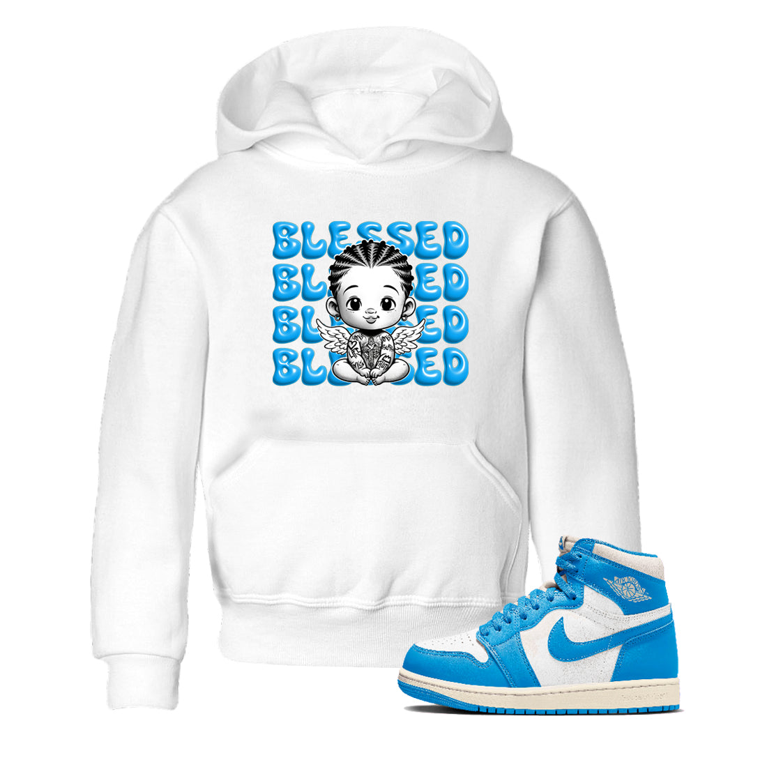 Blessed Baby snkmatch Tees Kids - Air Jordan 1 UNC Reimagined