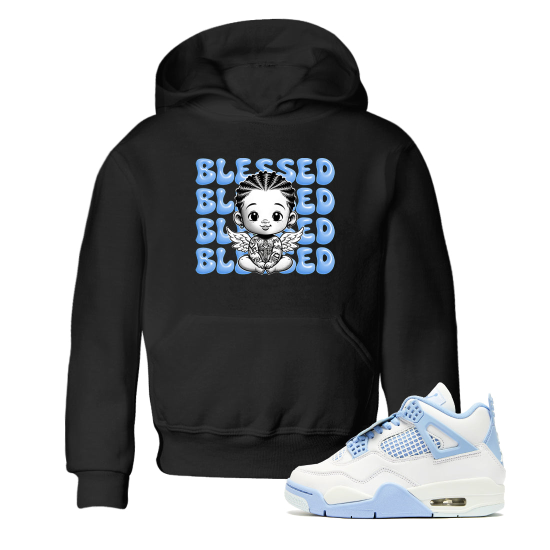 Blessed Baby snkmatch Tees Kids - Air Jordan 4 Forget Me Not