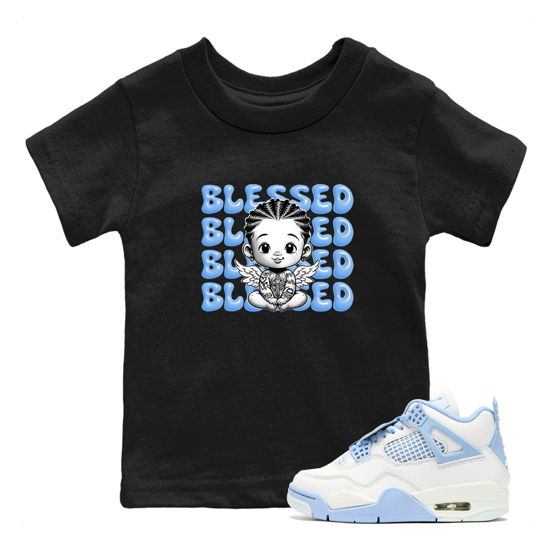 Blessed Baby snkmatch Tees Kids - Air Jordan 4 Forget Me Not