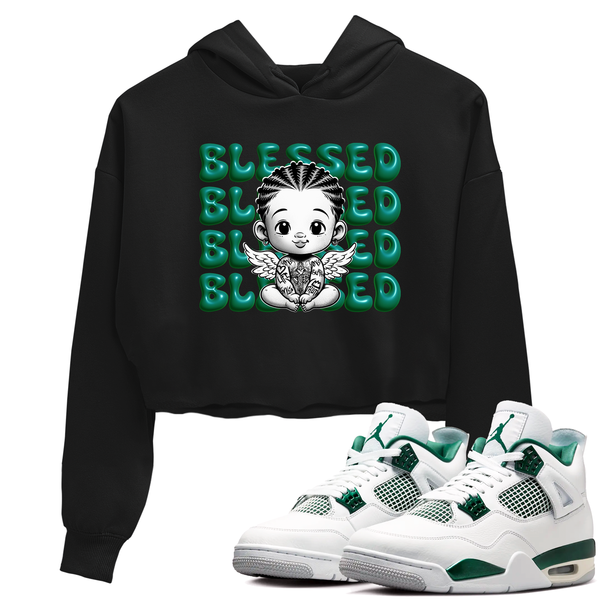 Blessed Baby snkmatch Women's Top - Air Jordan 4 Oxidized Green