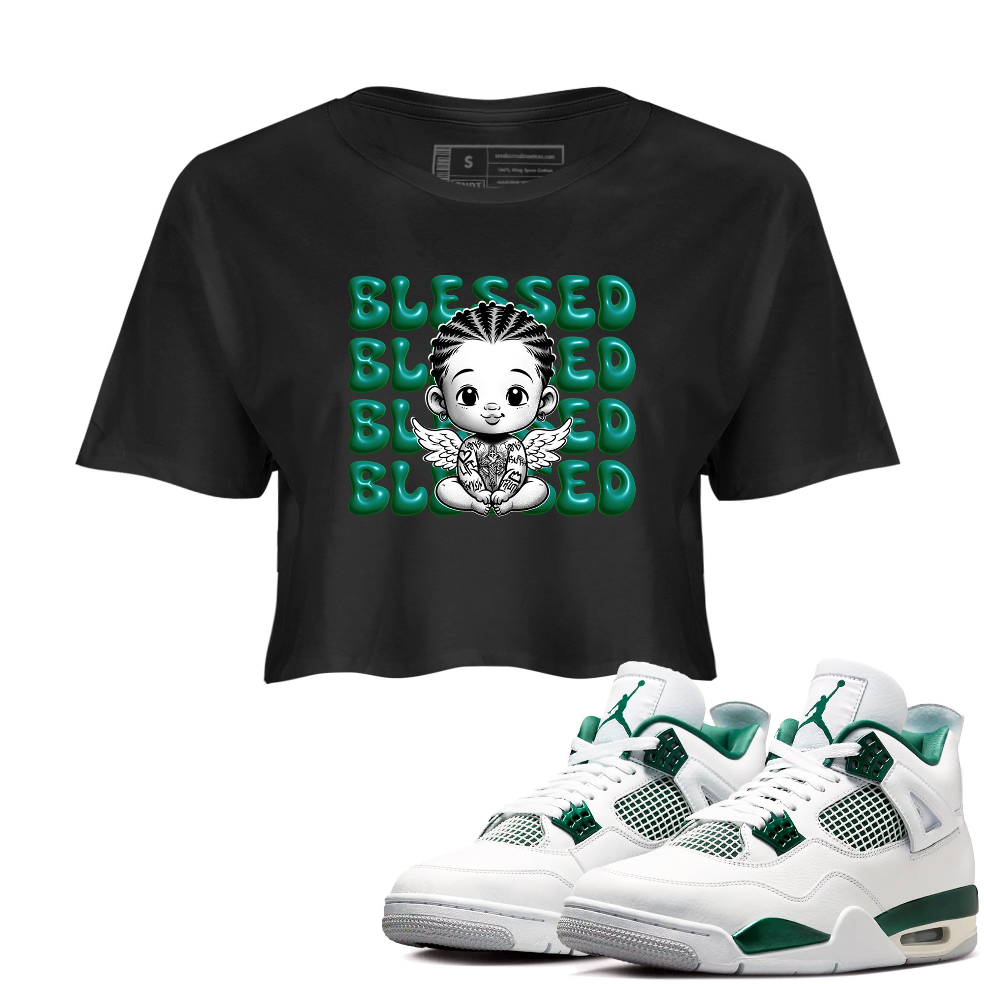 Blessed Baby snkmatch Women's Top - Air Jordan 4 Oxidized Green