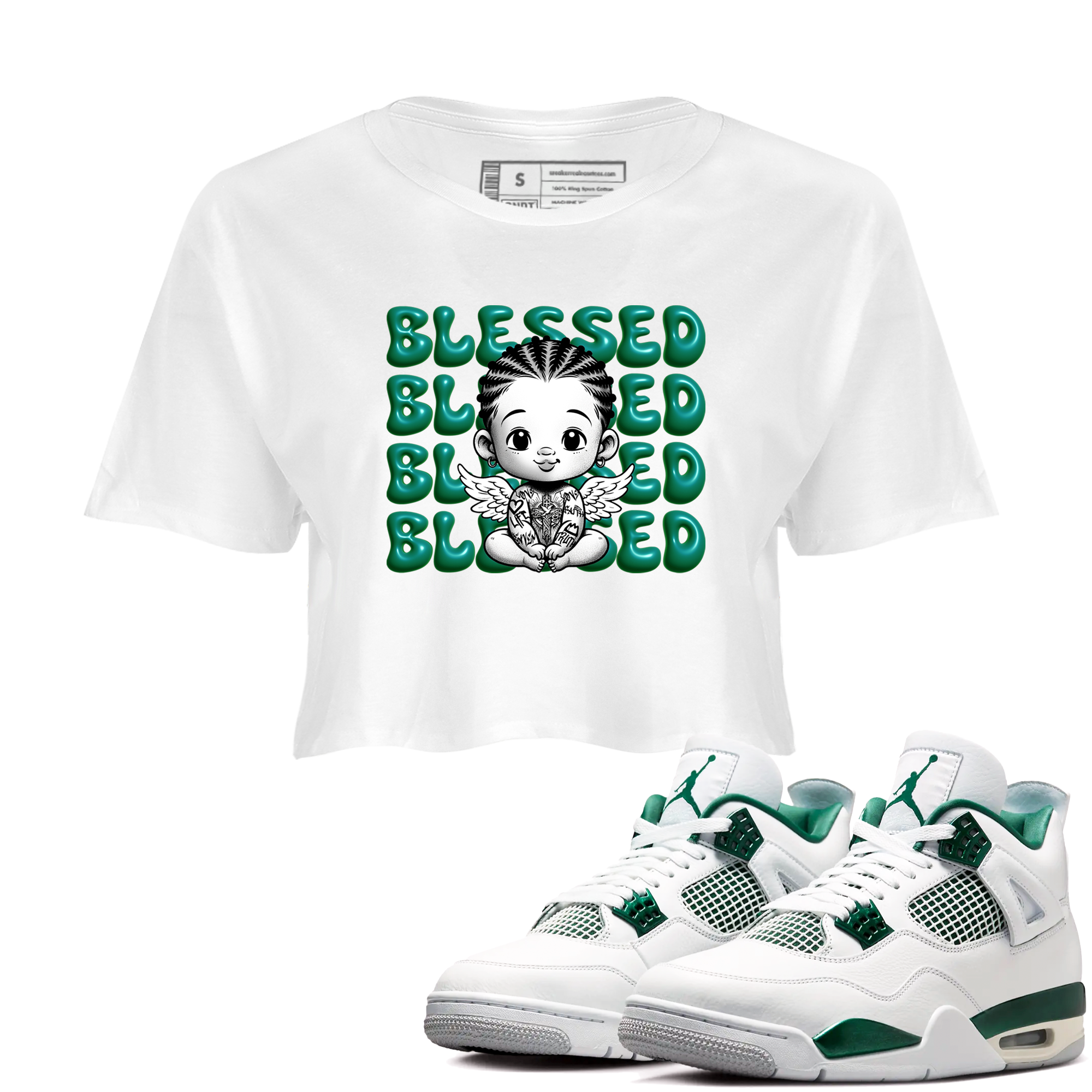 Blessed Baby snkmatch Women's Top - Air Jordan 4 Oxidized Green