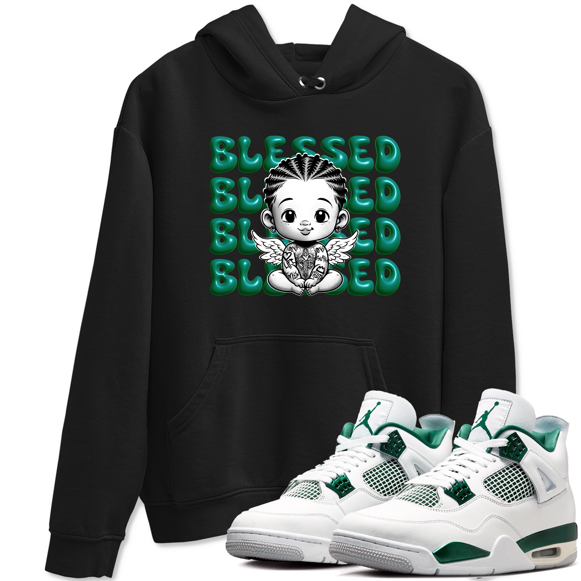 Blessed Baby snkmatch Tees - Air Jordan 4 Oxidized Green