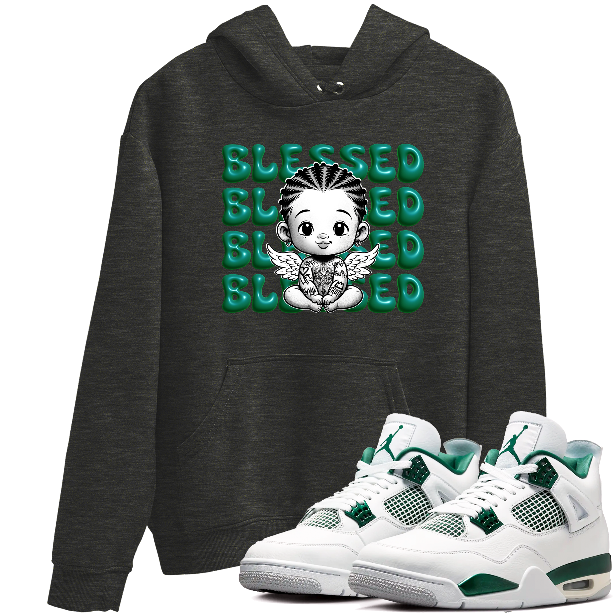 Blessed Baby snkmatch Tees - Air Jordan 4 Oxidized Green