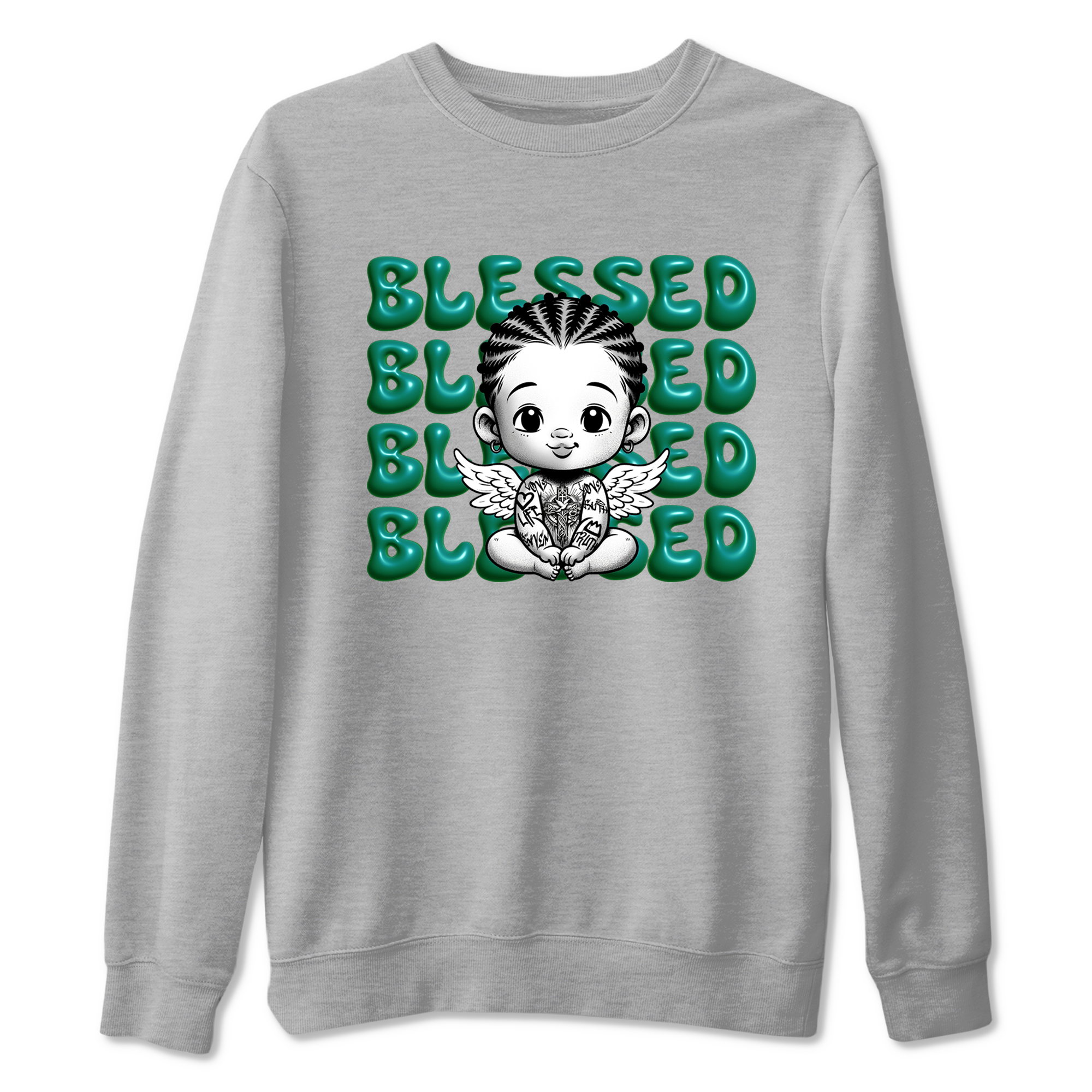 Blessed Baby snkmatch Tees - Air Jordan 4 Oxidized Green