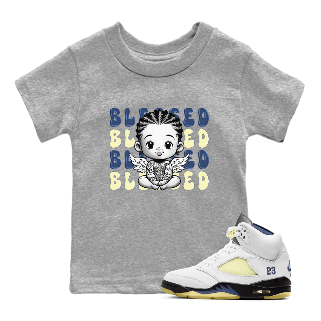 Blessed Baby snkmatch Tees Kids - Air Jordan 5 A Ma Maniere x Photon Dust