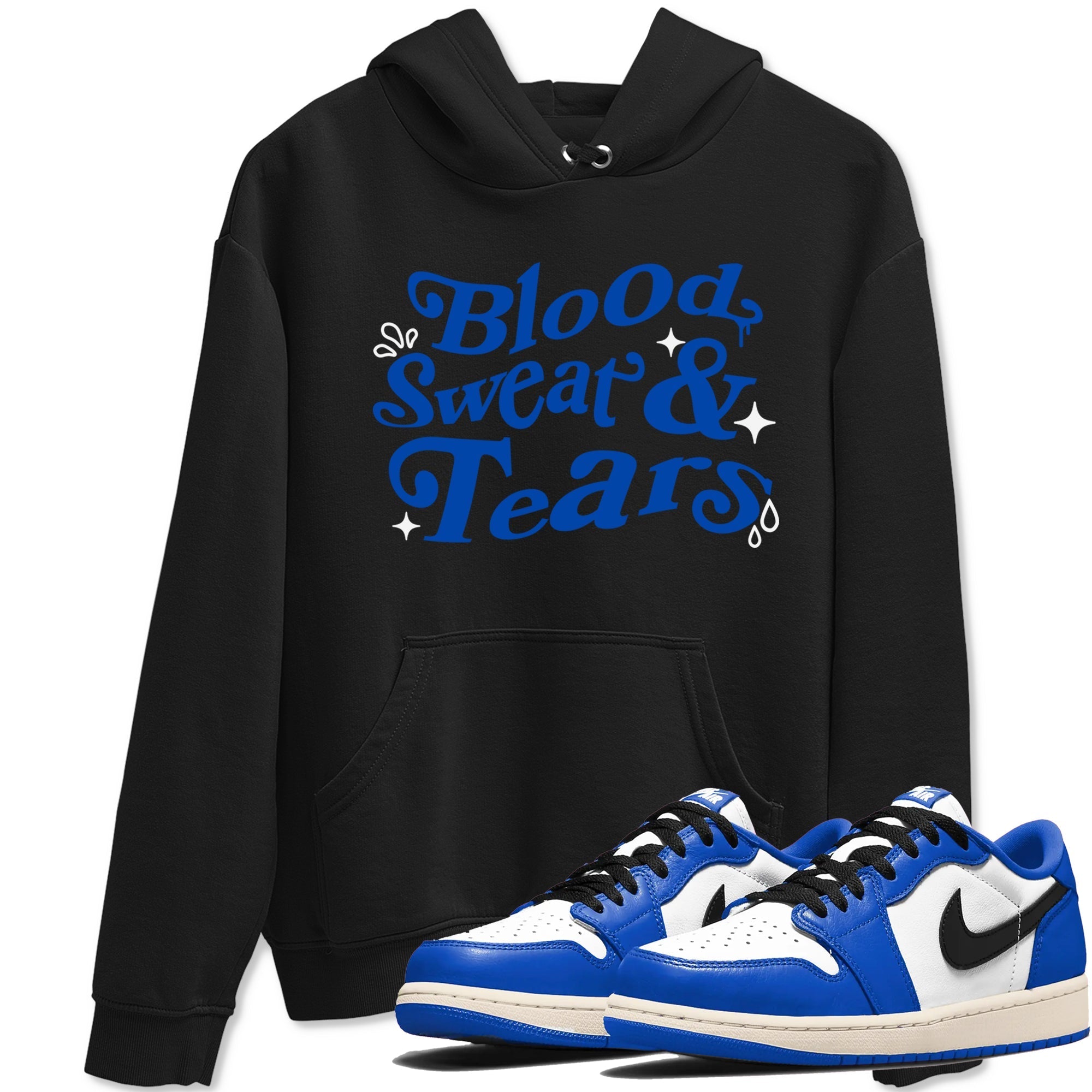 Blood Sweat Tears snkmatch Tees - Air Jordan 1 Game Royal