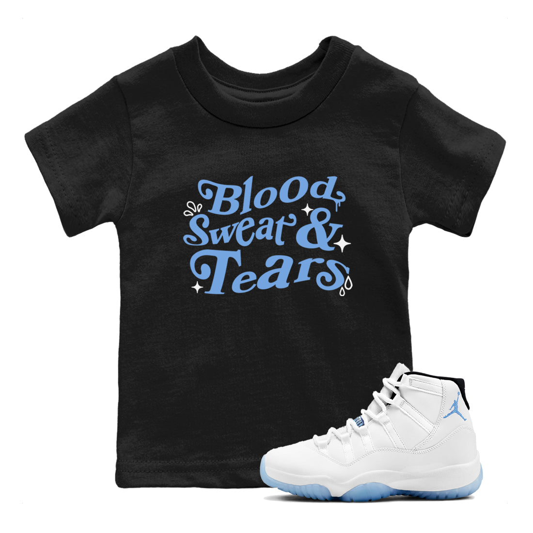 Blood Sweat Tears snkmatch Tees Kids - Air Jordan 11 Legend Blue