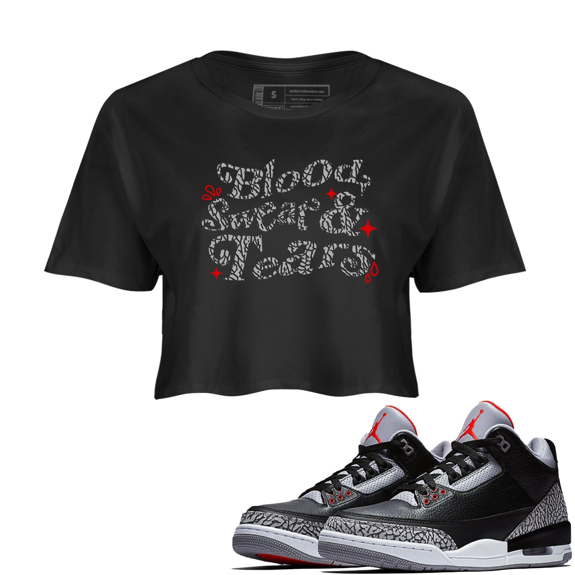 Blood Sweat Tears snkmatch Women's Top - Air Jordan 3 Black Cement