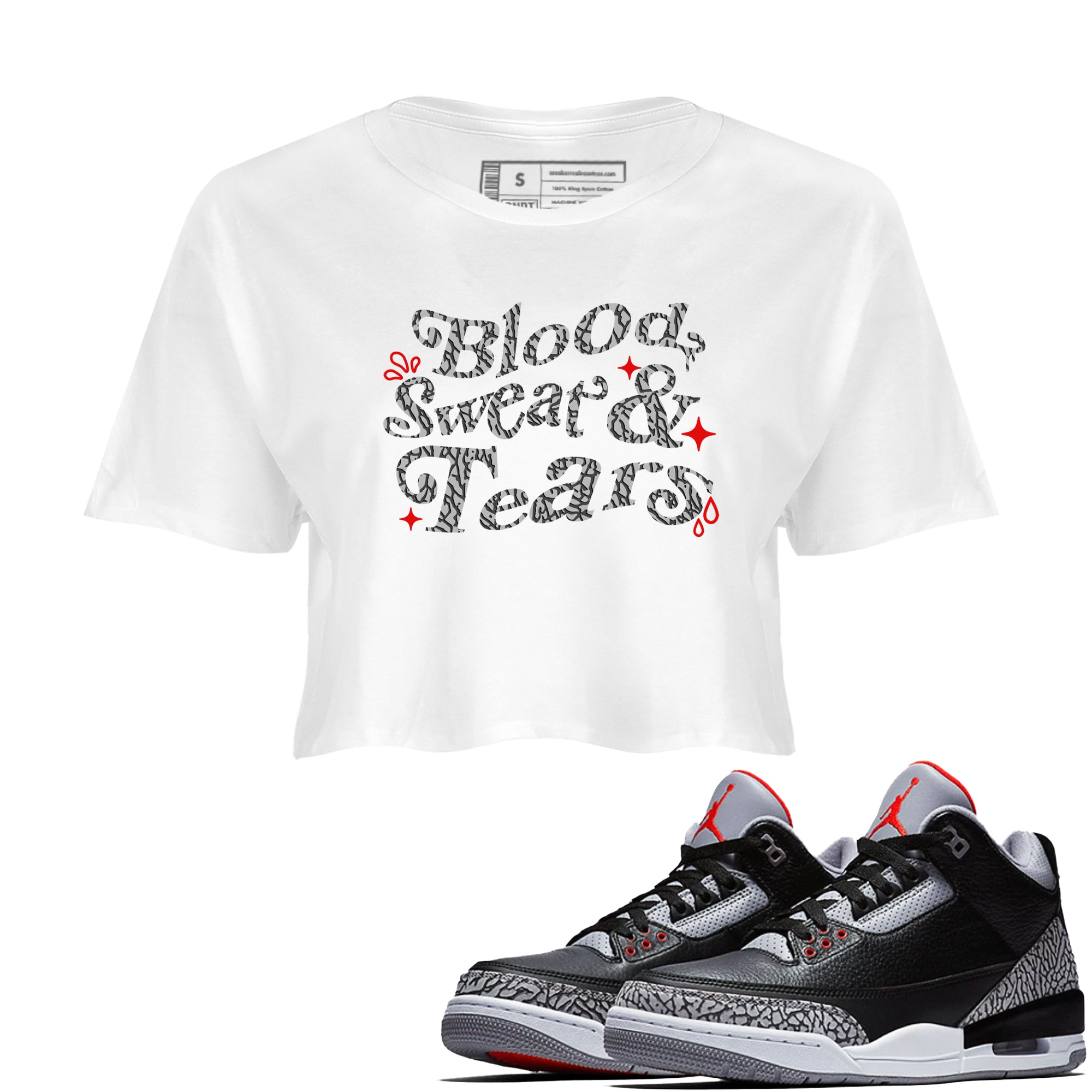 Blood Sweat Tears snkmatch Women's Top - Air Jordan 3 Black Cement
