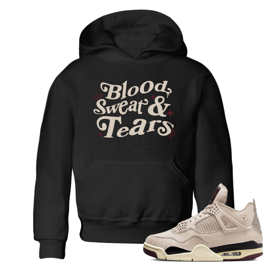 Blood Sweat Tears snkmatch Tees Kids - Air Jordan 4 A Ma Maniere x Fossil Stone