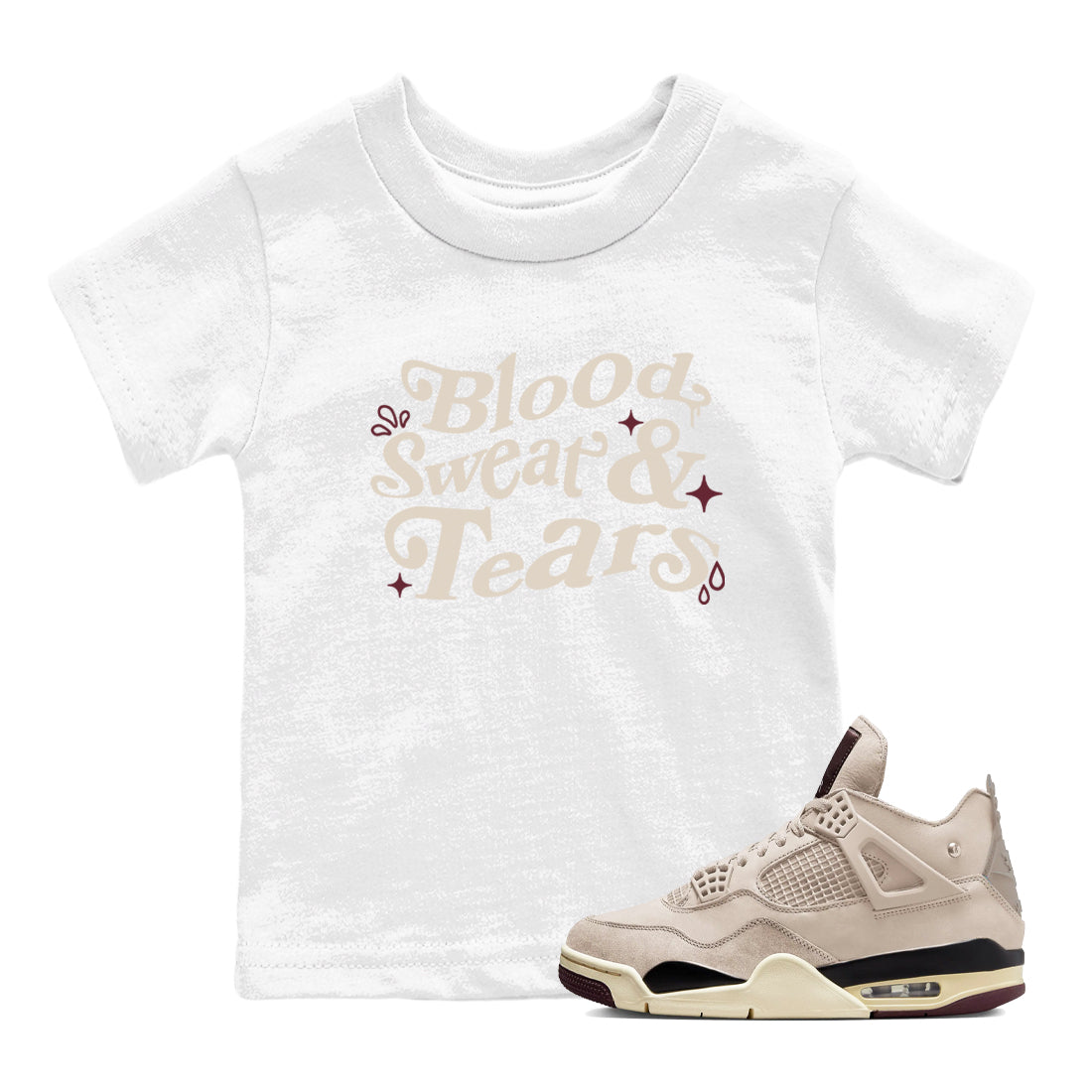 Blood Sweat Tears snkmatch Tees Kids - Air Jordan 4 A Ma Maniere x Fossil Stone