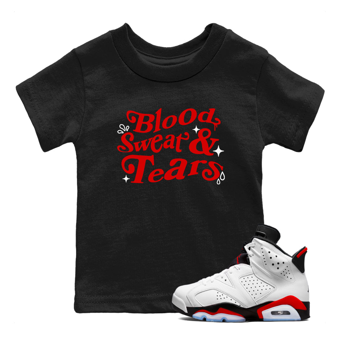 Blood Sweat Tears snkmatch Tees Kids - Air Jordan 6 Fire Red