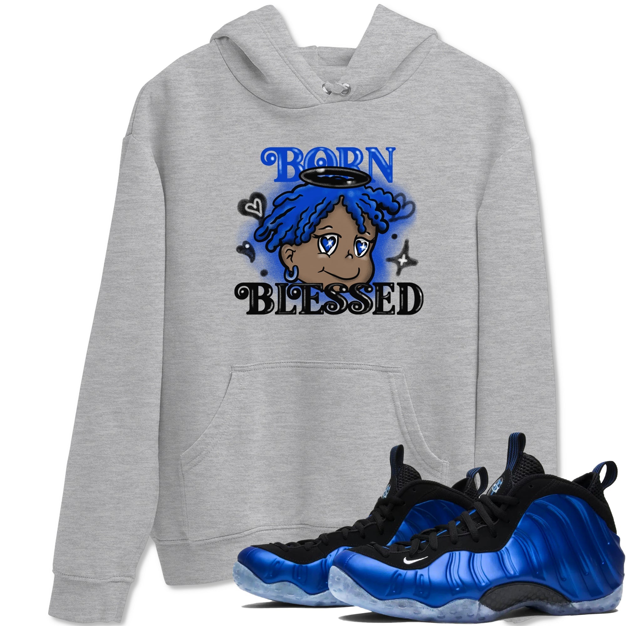 Born Blessed snkmatch Tees - Air Foamposite One Royal