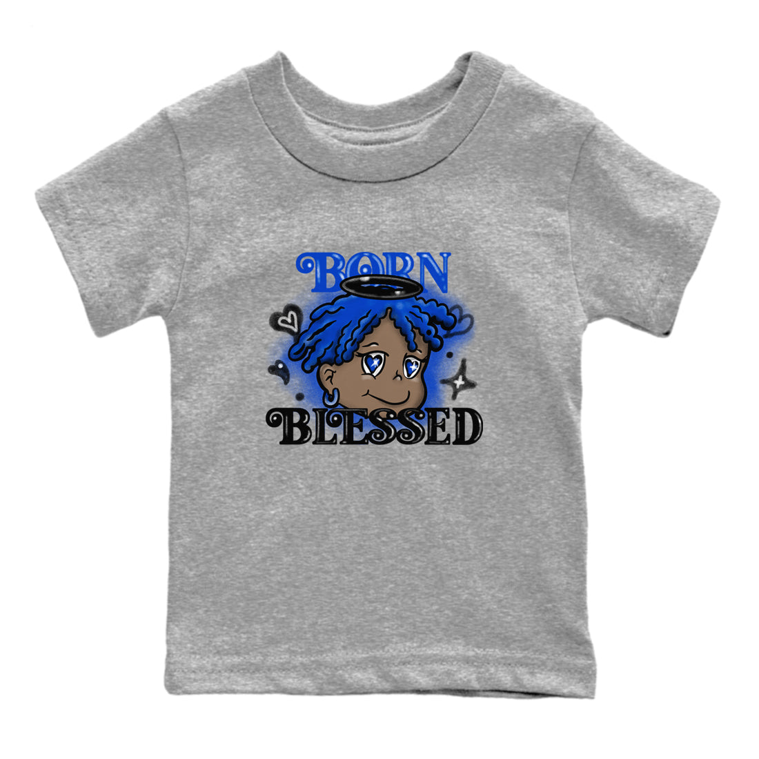 Born Blessed snkmatch Tees Kids - Air Foamposite One Royal