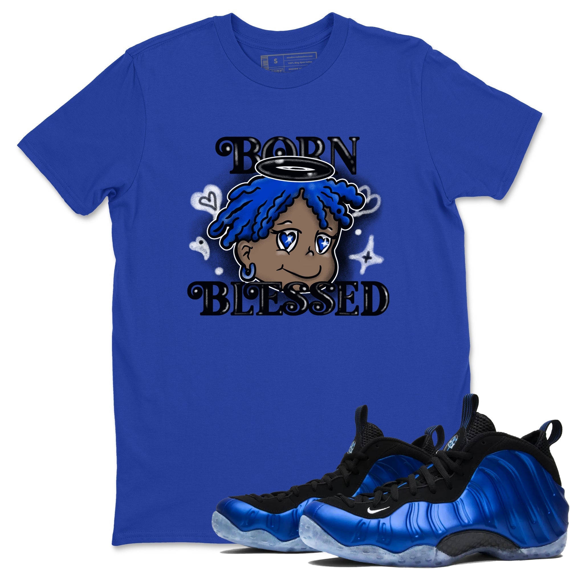 Born Blessed snkmatch Tees - Air Foamposite One Royal