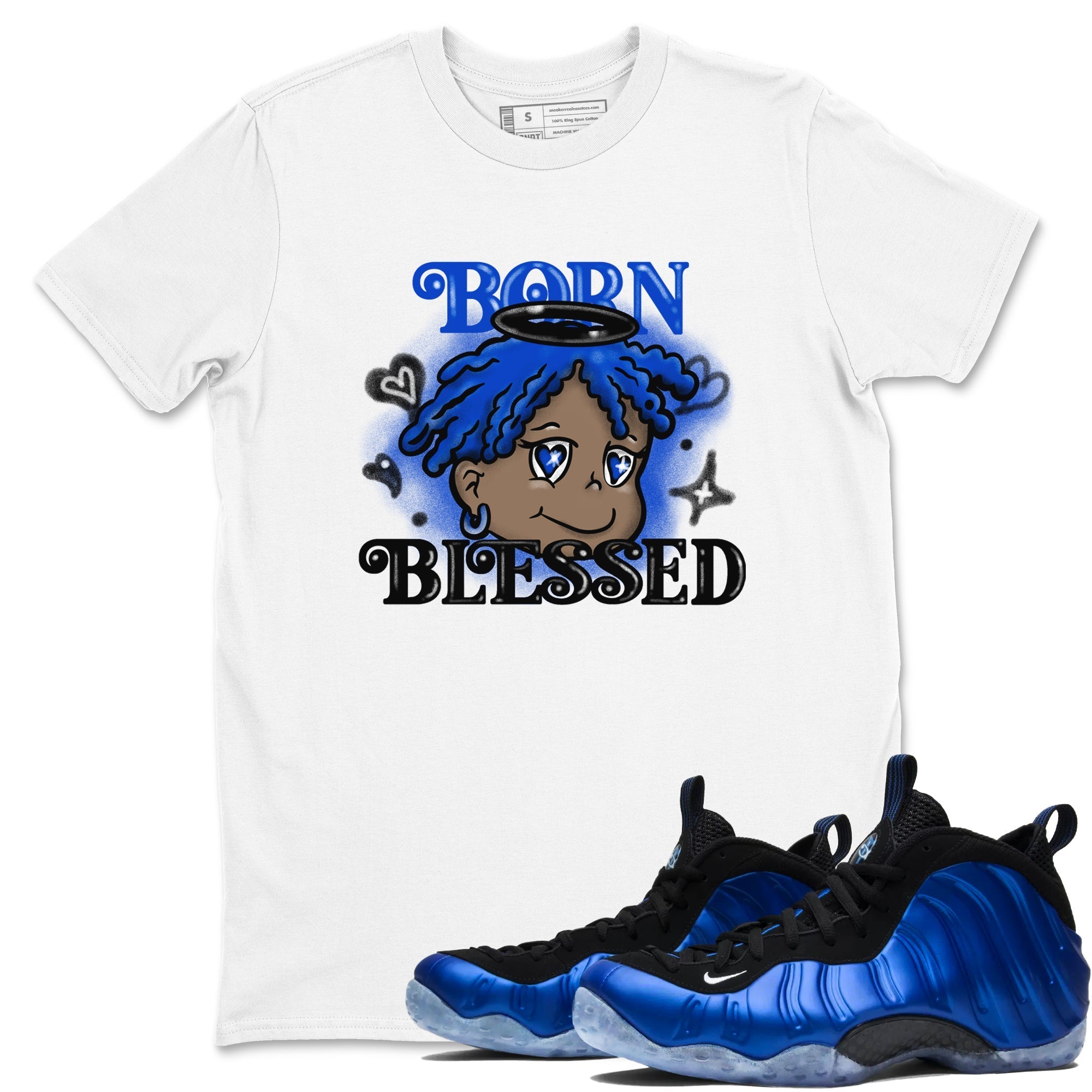 Born Blessed snkmatch Tees - Air Foamposite One Royal