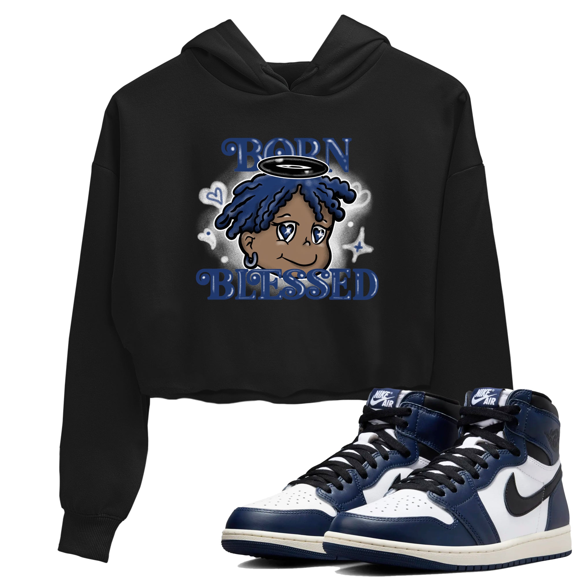 Born Blessed snkmatch Women's Top - Air Jordan 1 Midnight Navy