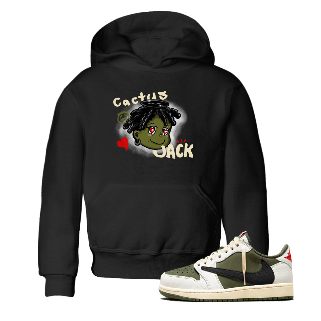Born Blessed snkmatch Tees Kids - Air Jordan 1 Travis Scott Medium Olive