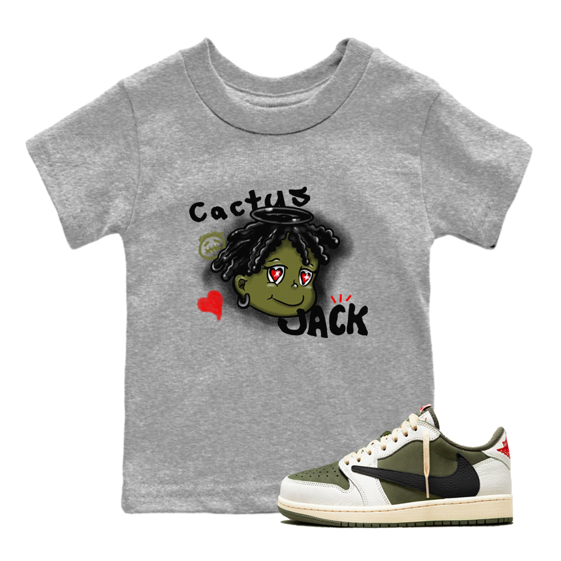 Born Blessed snkmatch Tees Kids - Air Jordan 1 Travis Scott Medium Olive