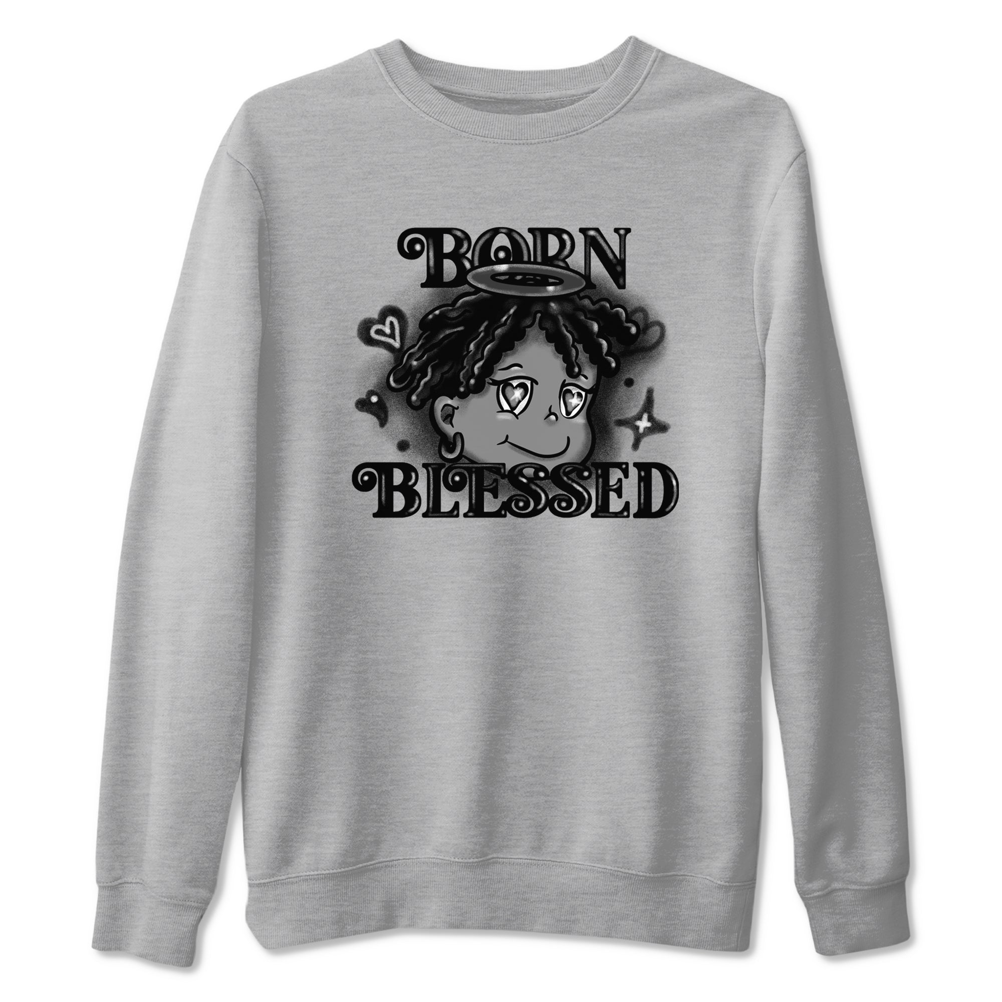 Born Blessed snkmatch Tees - Air Jordan 12 Black Wolf Grey