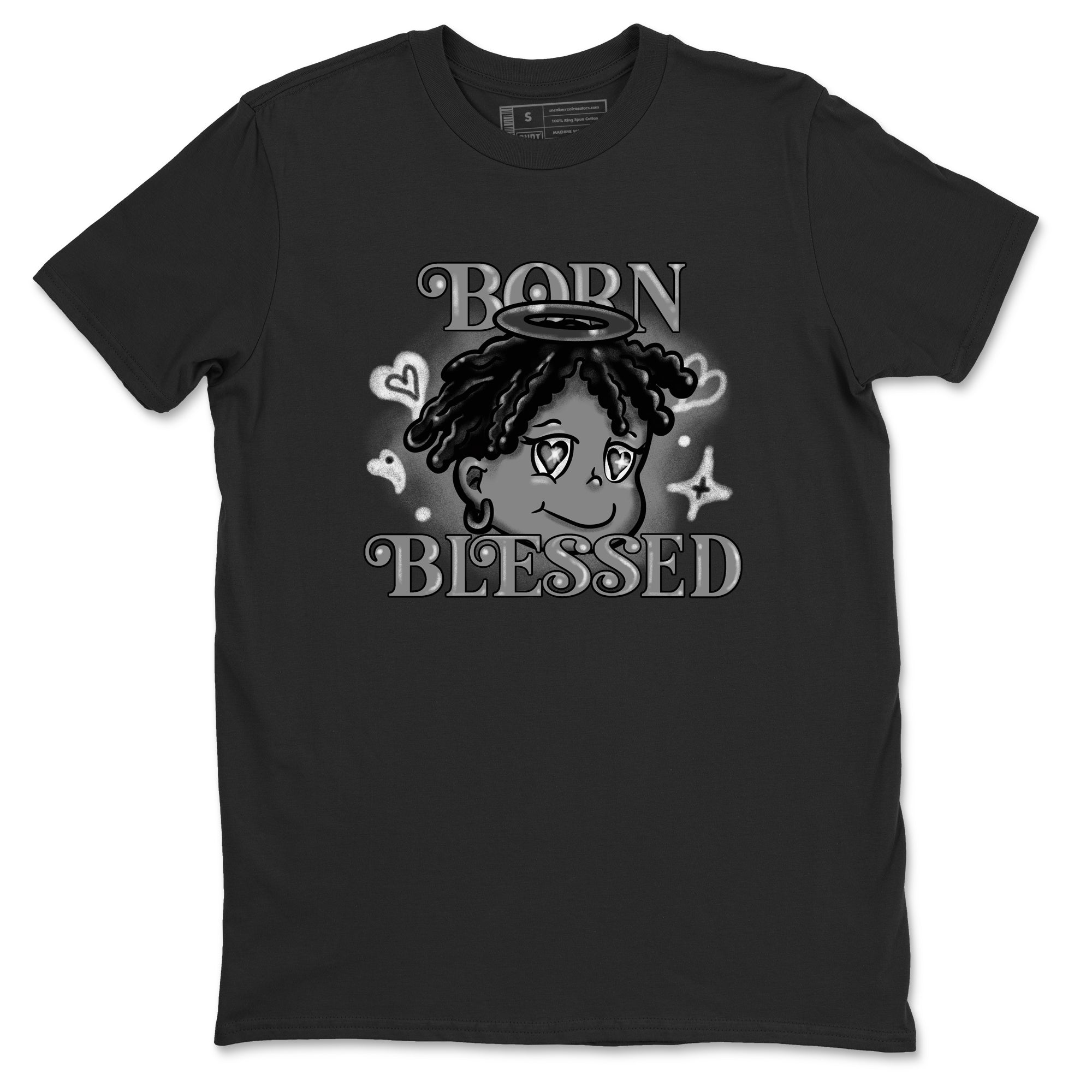 Born Blessed snkmatch Tees - Air Jordan 12 Black Wolf Grey