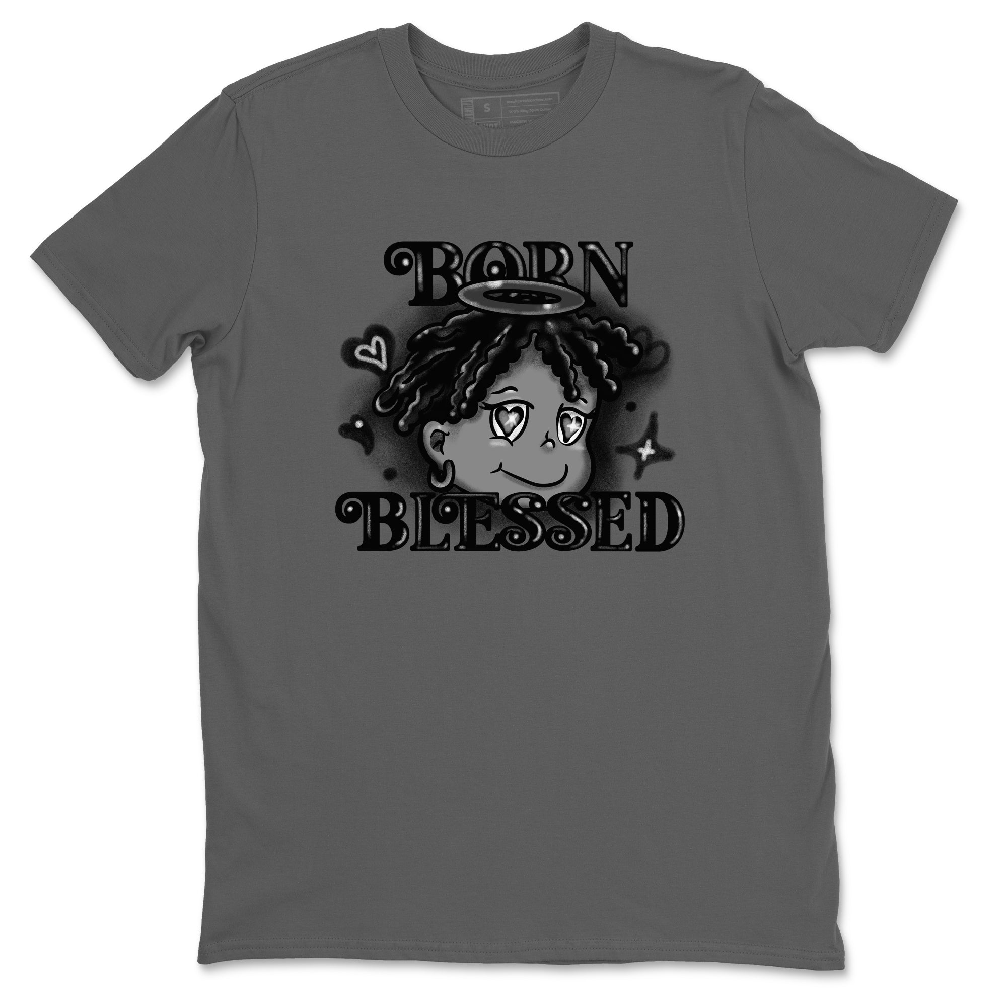 Born Blessed snkmatch Tees - Air Jordan 12 Black Wolf Grey
