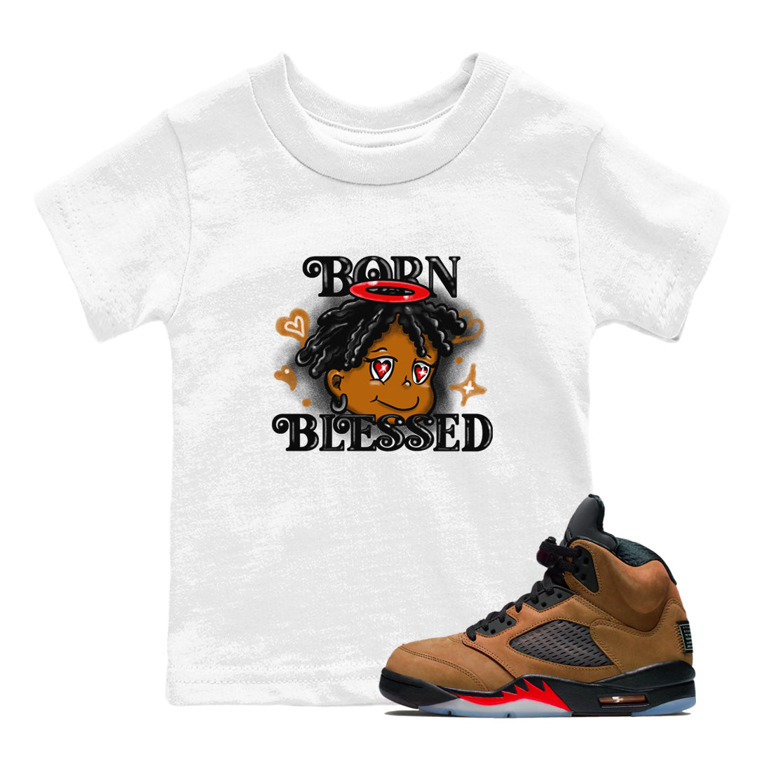 Born Blessed snkmatch Tees Kids - Air Jordan 5 Archaeo Brown