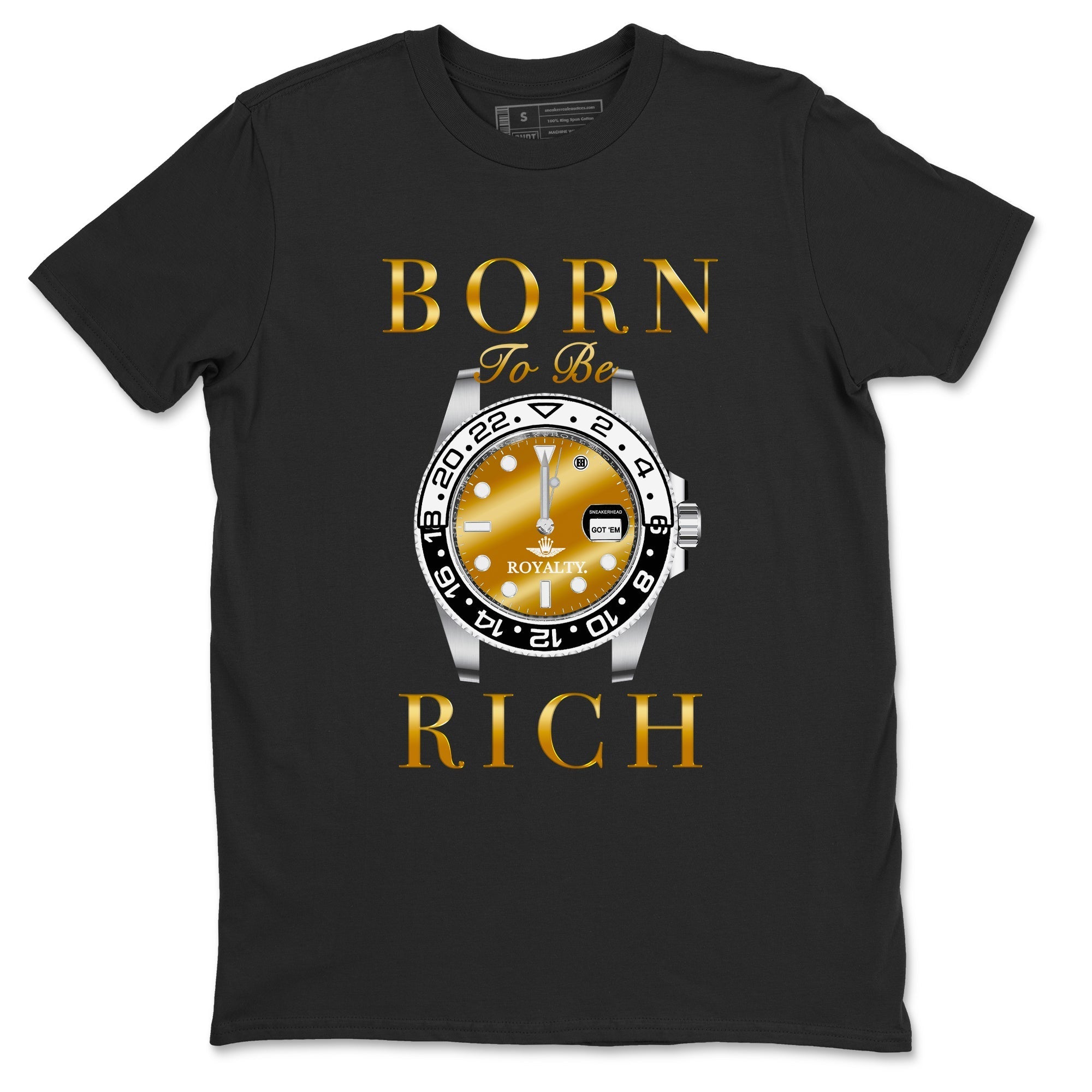 Born To Be Rich snkmatch Tees - Air Jordan 1 Black Metallic Gold