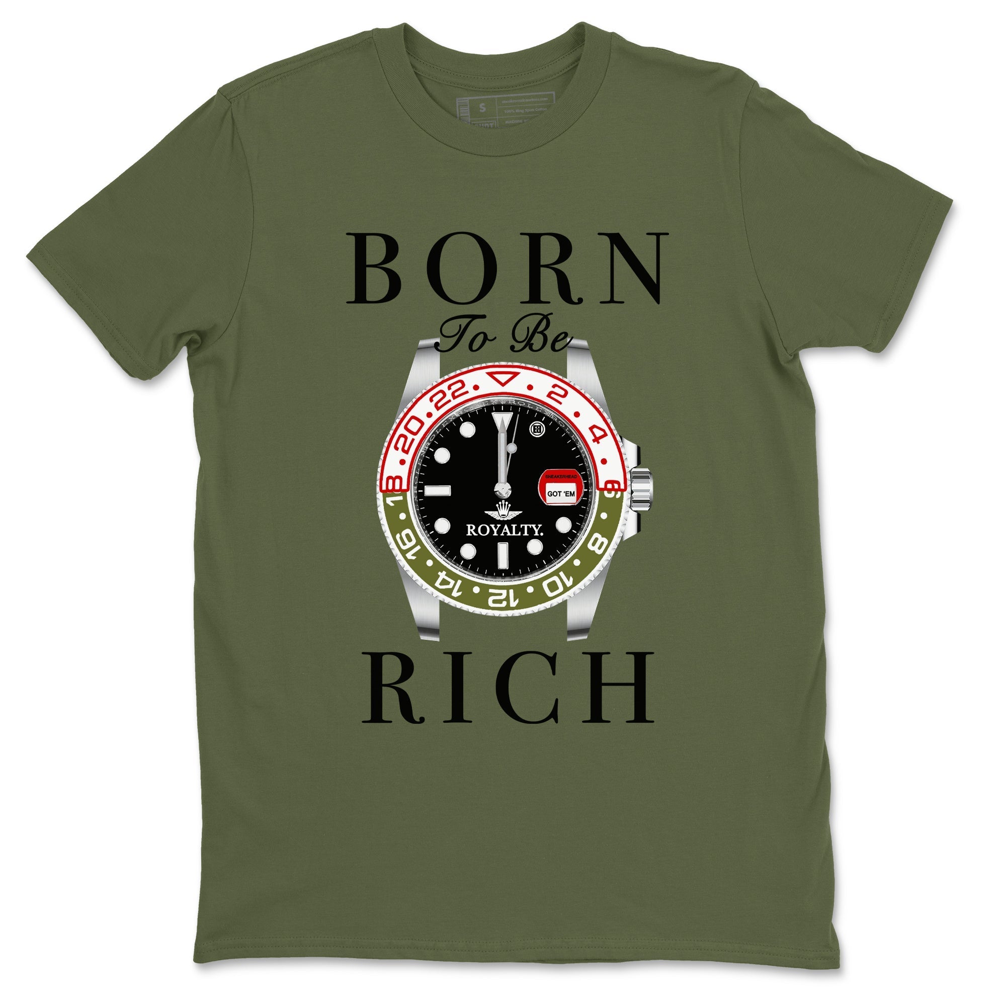 Born To Be Rich snkmatch Tees - Air Jordan 1 Travis Scott Medium Olive