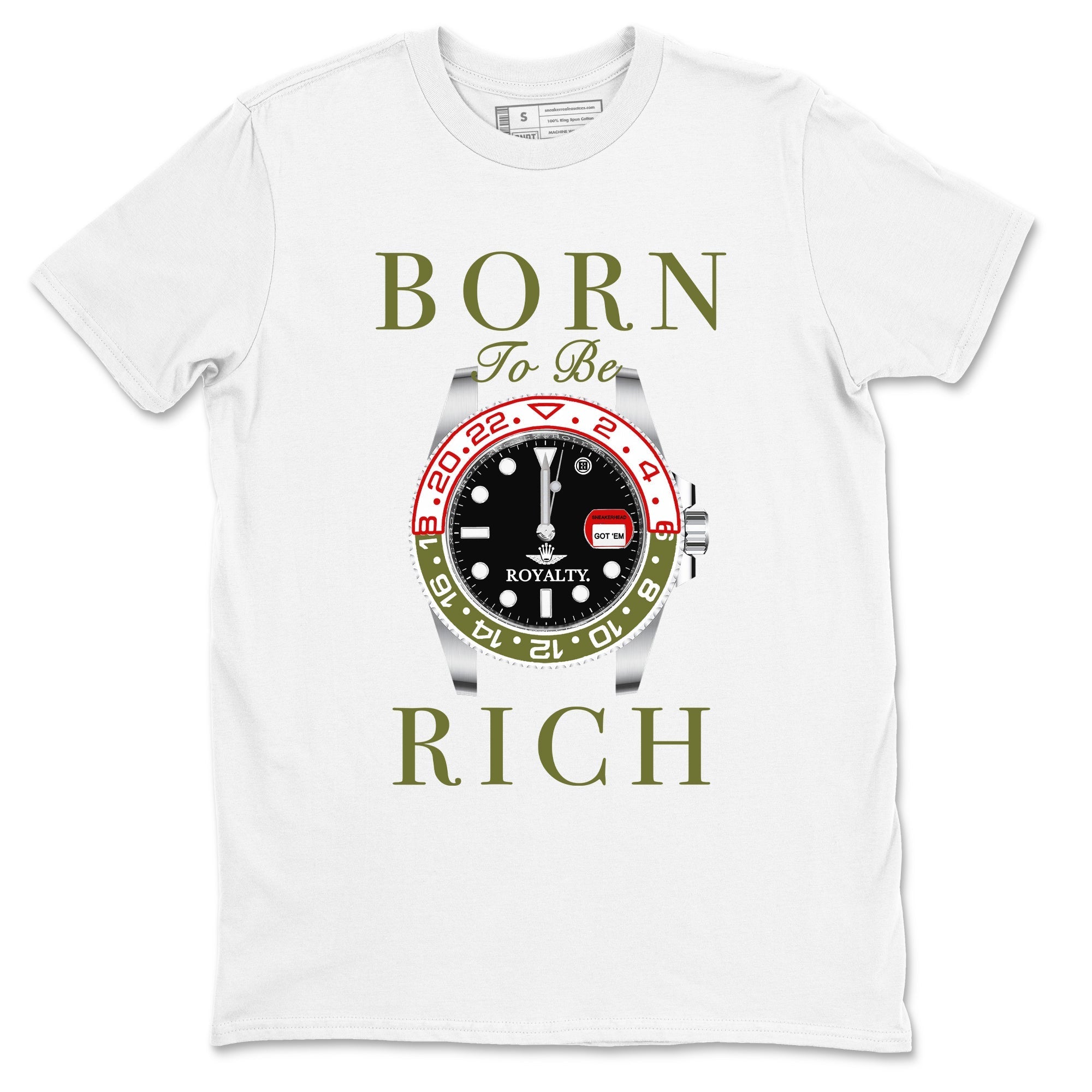 Born To Be Rich snkmatch Tees - Air Jordan 1 Travis Scott Medium Olive