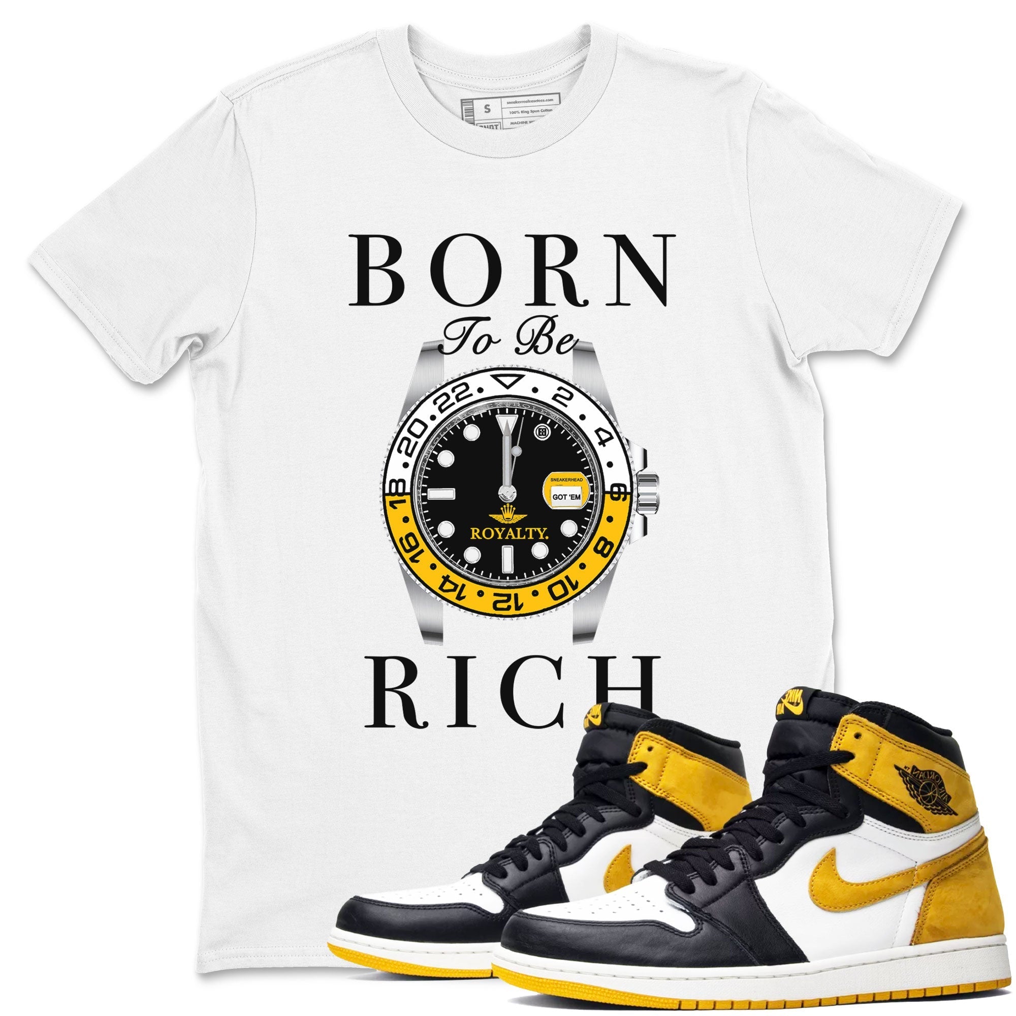 Born To Be Rich snkmatch Tees - Air Jordan 1 Yellow Ochre