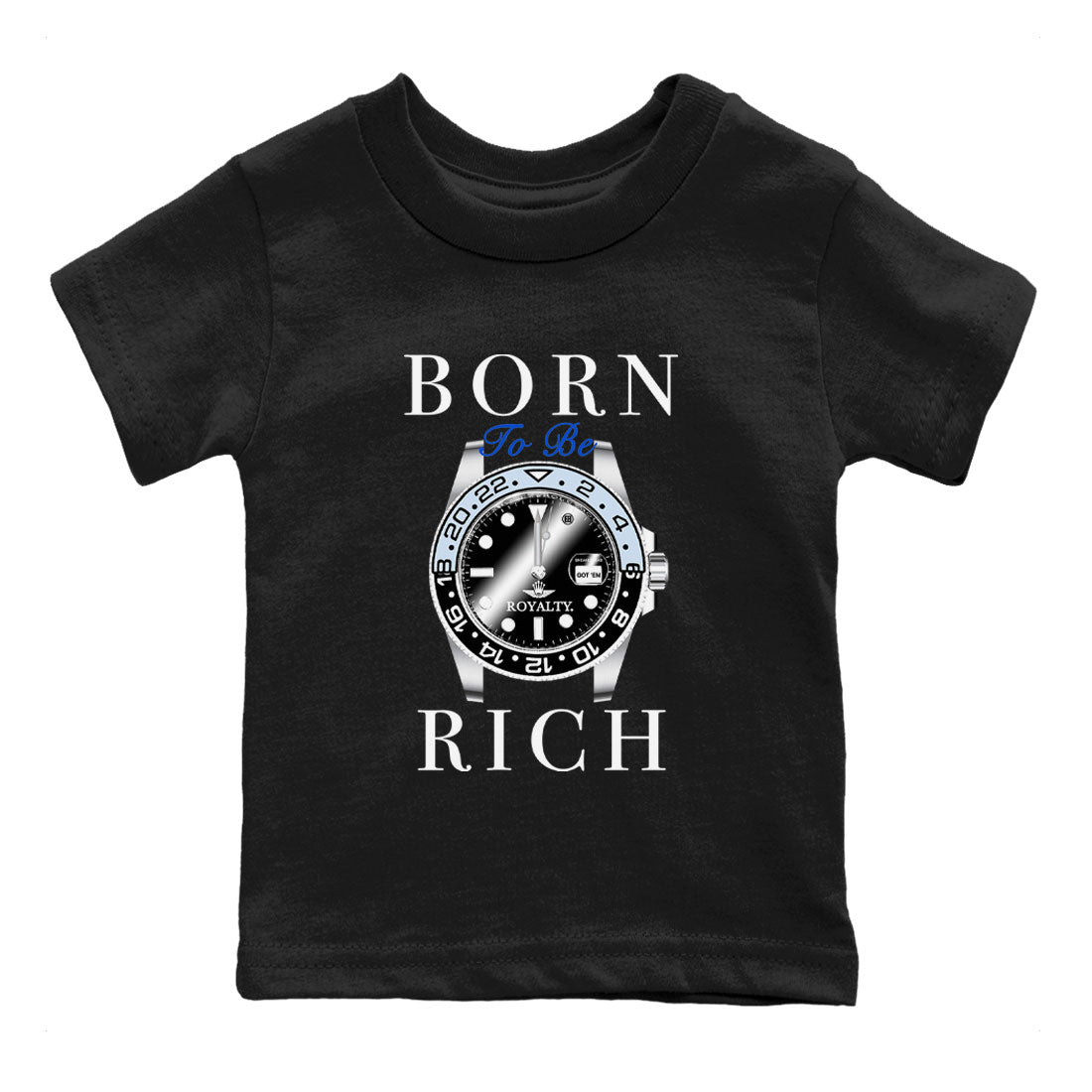 Born To Be Rich snkmatch Tees Kids - Air Jordan 11 Black and Varsity Royal